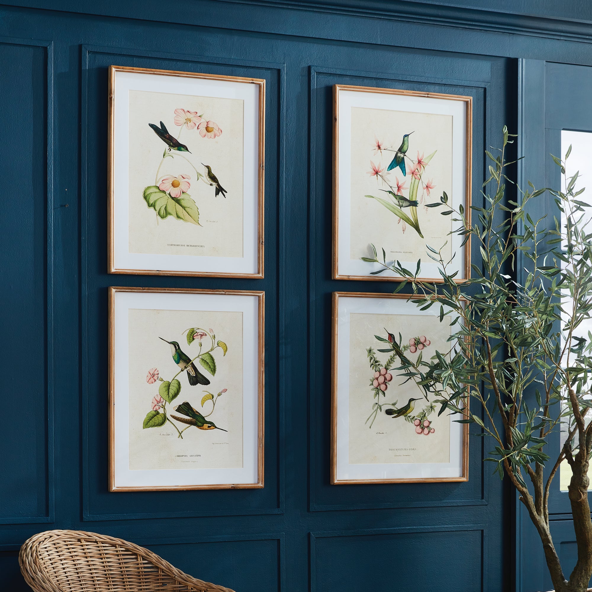 HUMMINGBIRDS WITH BLUSH BLOOMS, SET OF 4 - view 3