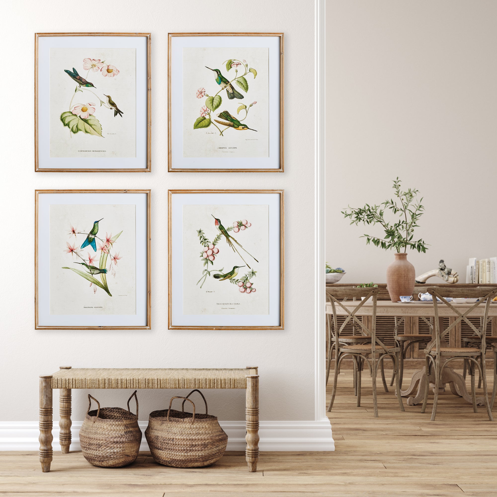 HUMMINGBIRDS WITH BLUSH BLOOMS, SET OF 4 - view 4