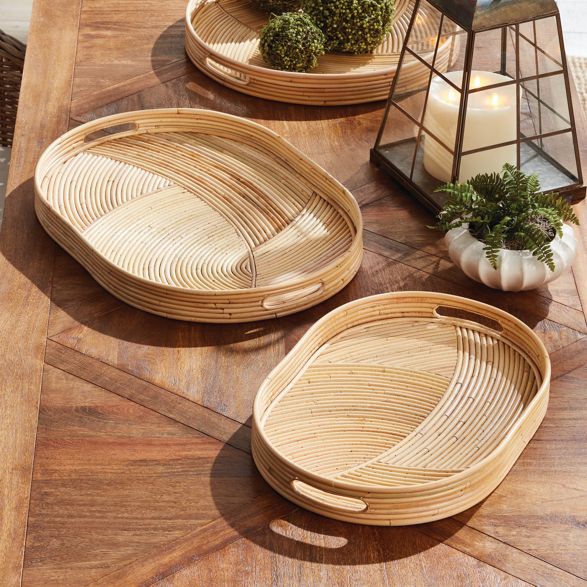 Jelani Cane Oval Trays, Set Of 2 - View 5