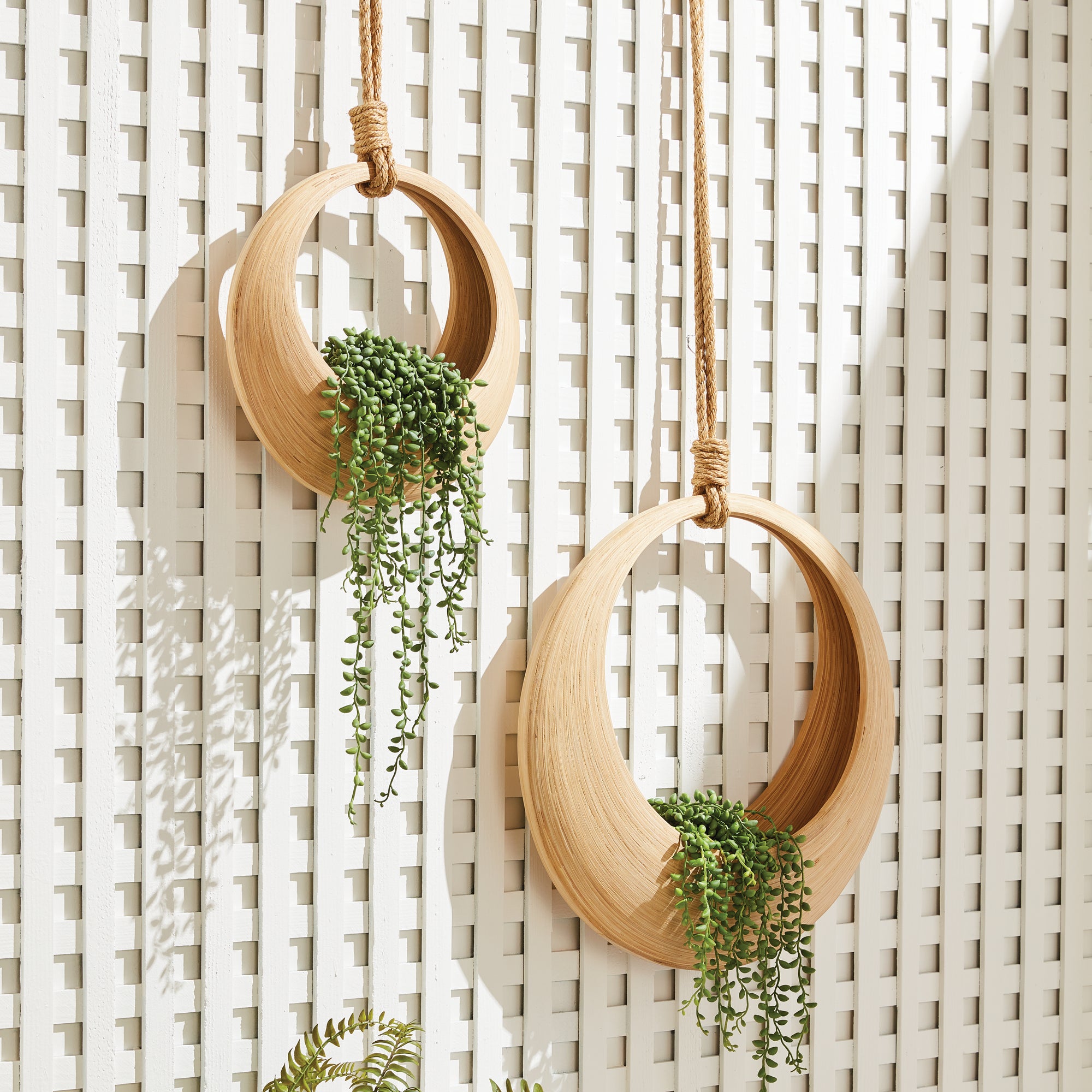 Jayla Bamboo Hanging Baskets, Set Of 2 - View 4
