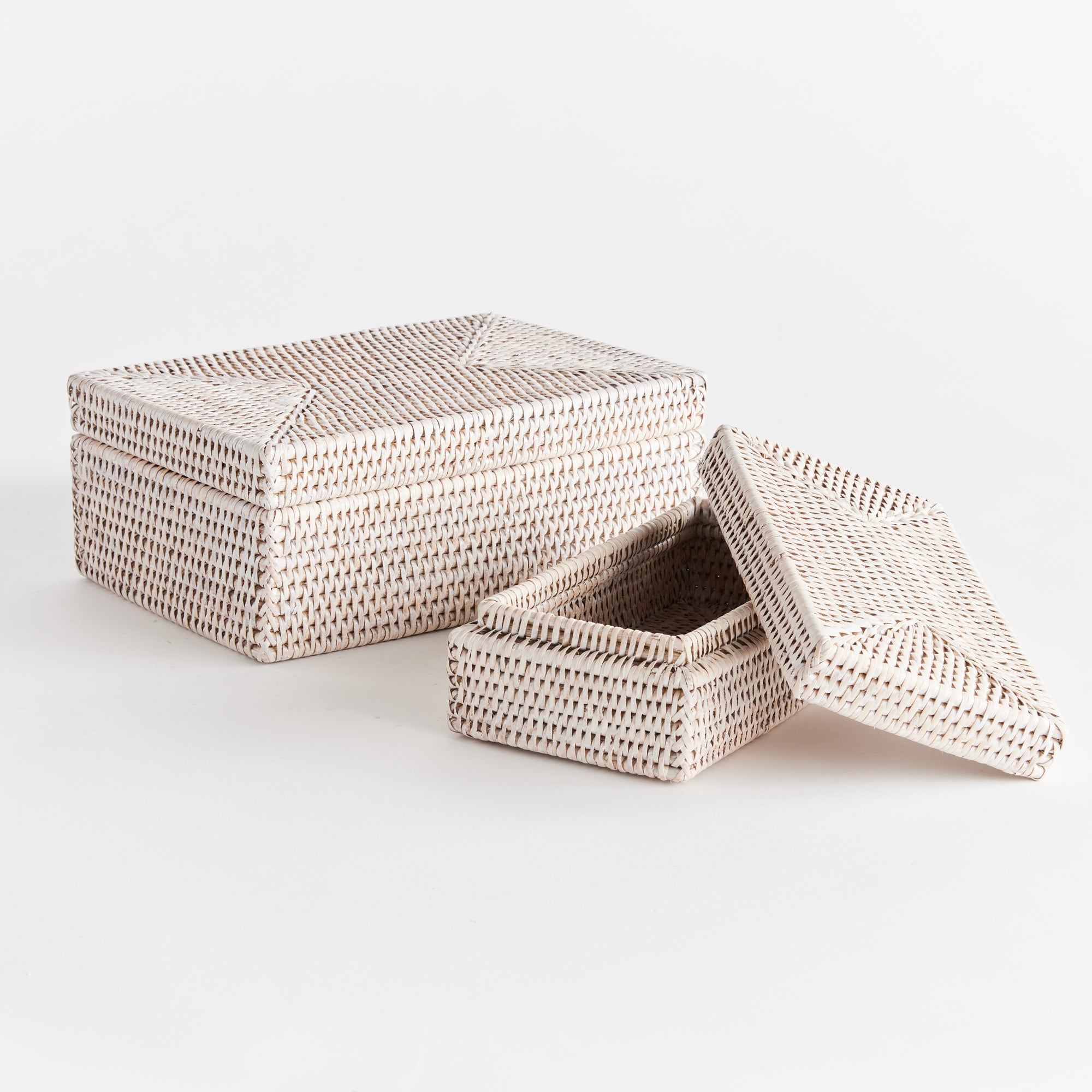 Burma Rattan Rectangular Lidded Boxes, Set Of 2 - View 2