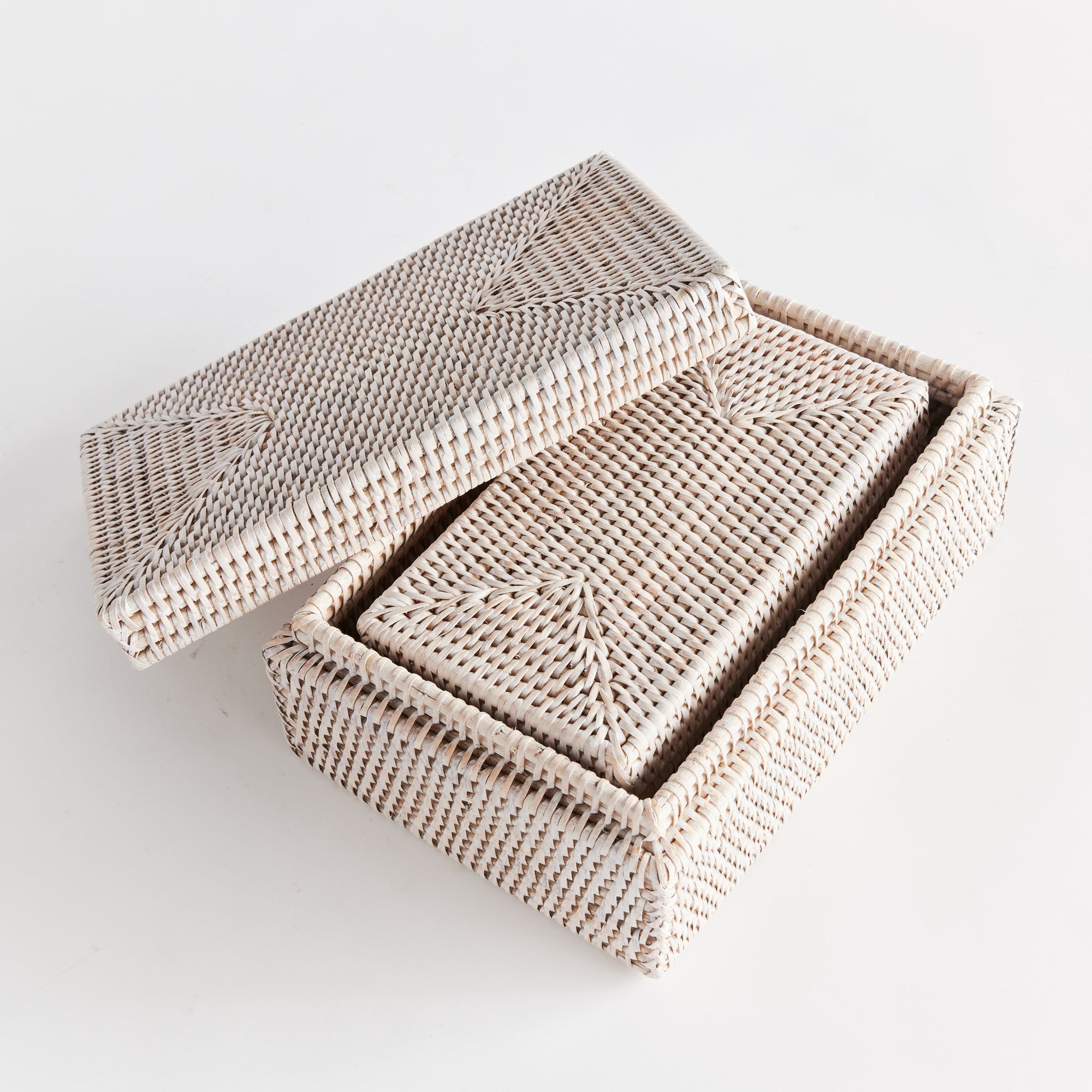 Burma Rattan Rectangular Lidded Boxes, Set Of 2 - View 4