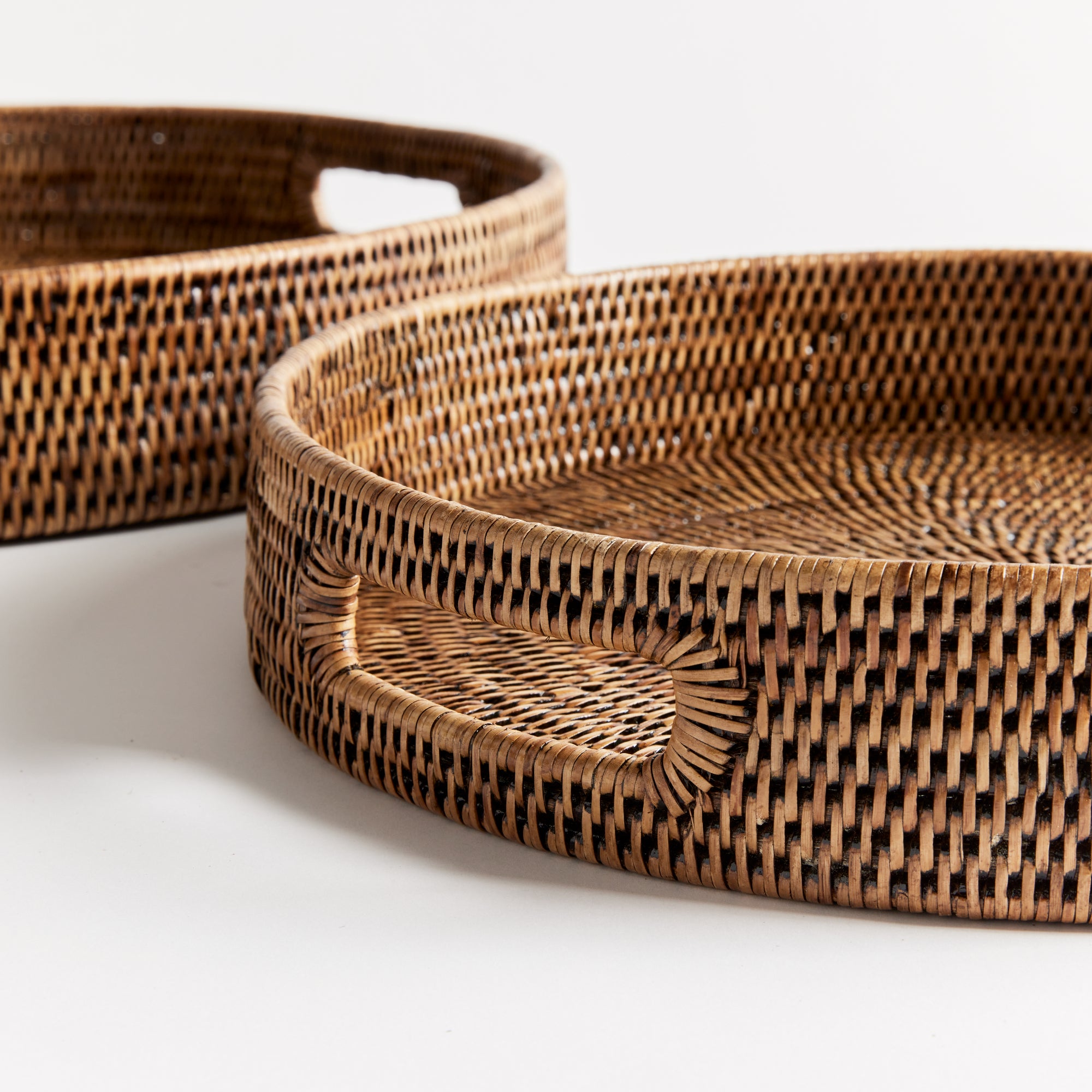 Burma Rattan Round Ottoman Trays Small, Set Of 2 - View 2
