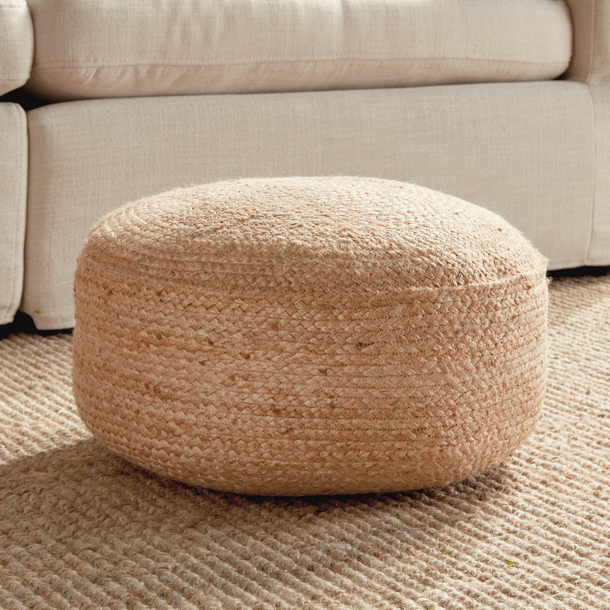 Jute Round Pouf - View 2