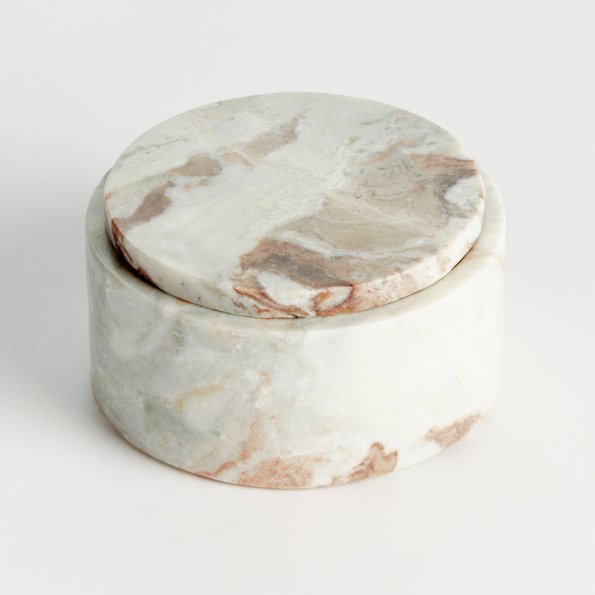 Jaqueline Marble Round Lidded Box Wide - View 2