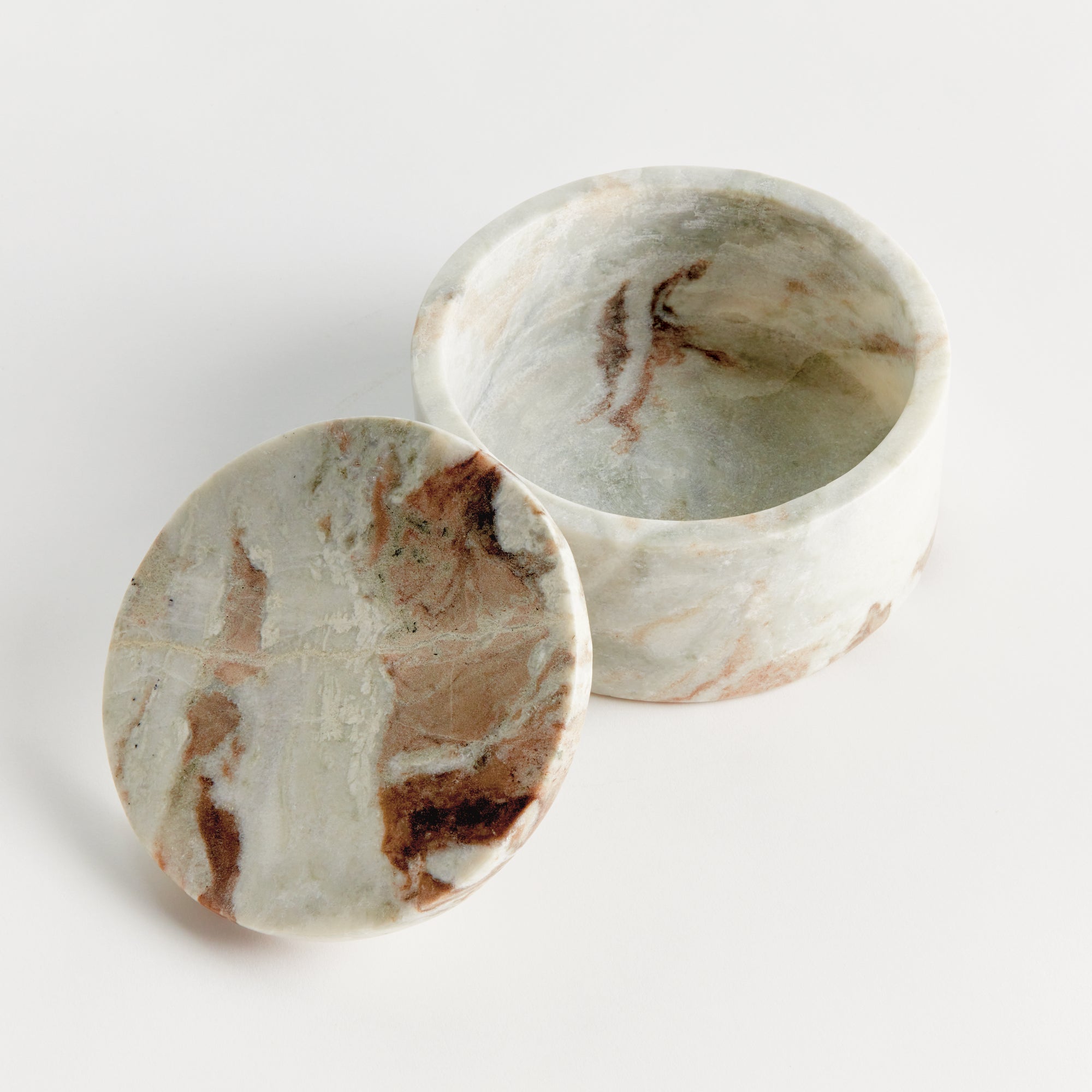 Jaqueline Marble Round Lidded Box Wide - View 3