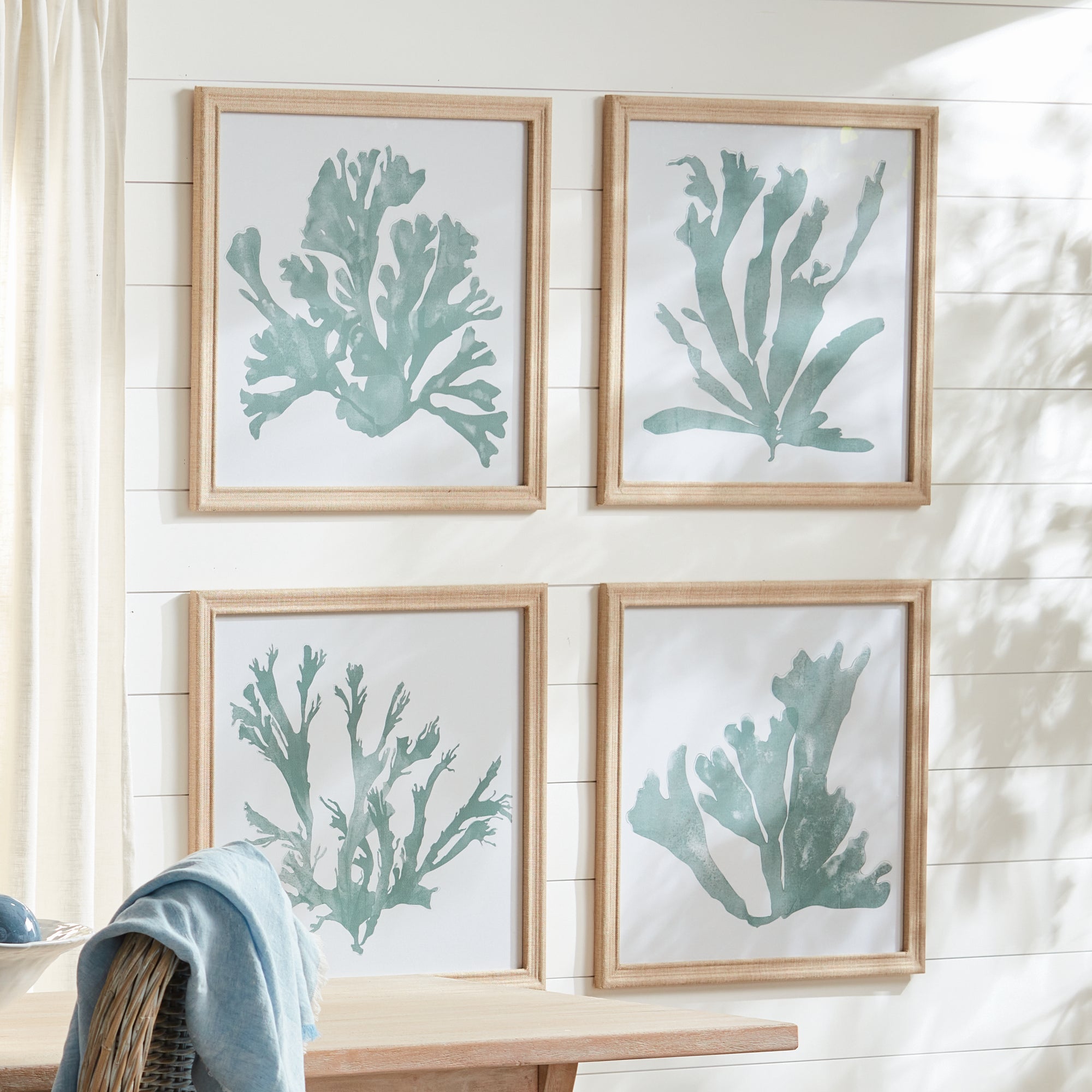 CORAL SILHOUETTES IN SOFT GREEN, SET OF 4 - view 3