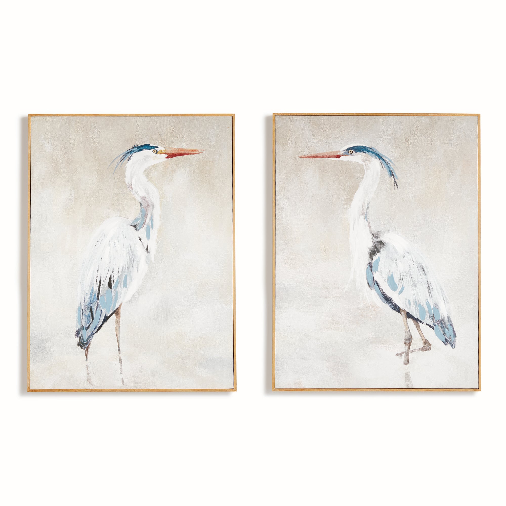 Heron Pair Hand-Embellished Giclees, Set Of 2