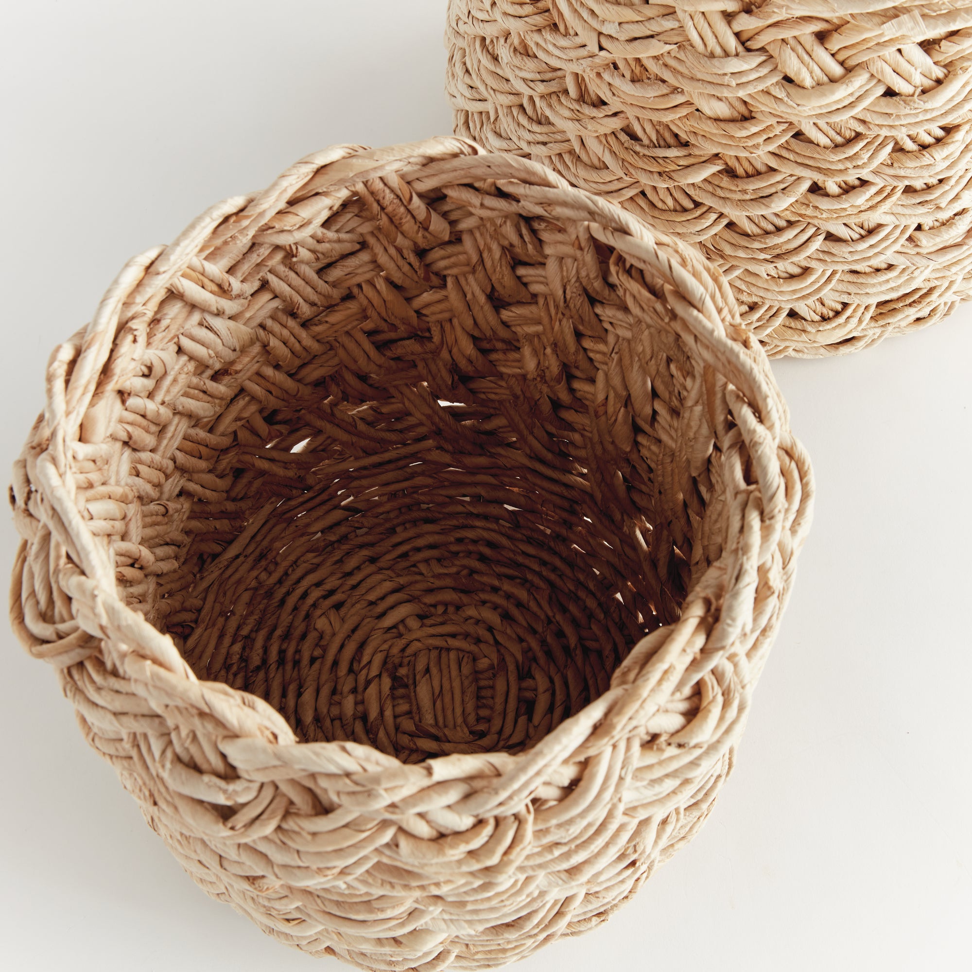 Abaca French Braid Storage Baskets Round, Set Of 2 - View 2