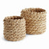 Abaca French Braid Storage Baskets Round, Set Of 2