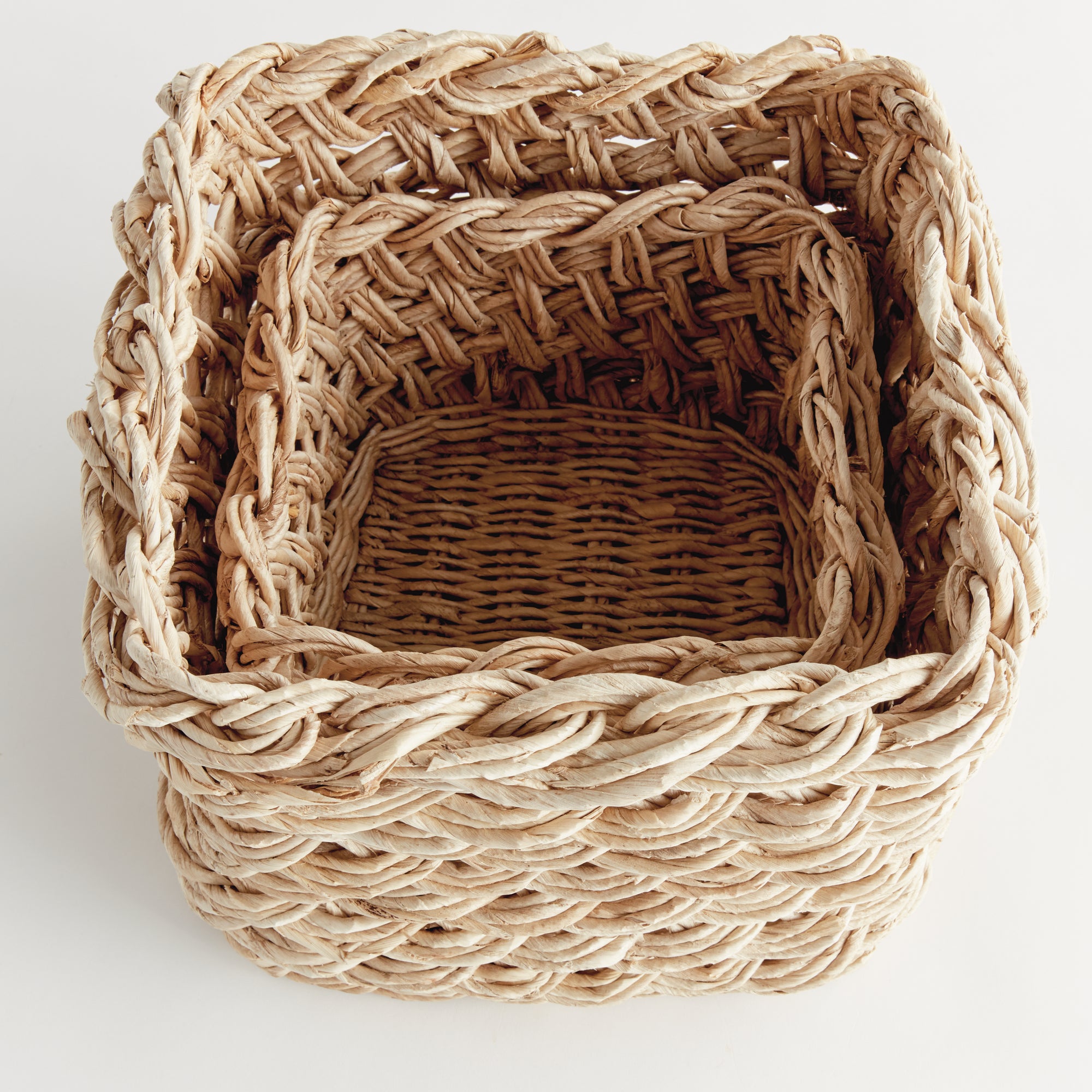 Abaca French Braid Storage Baskets Square, Set Of 2 - View 4