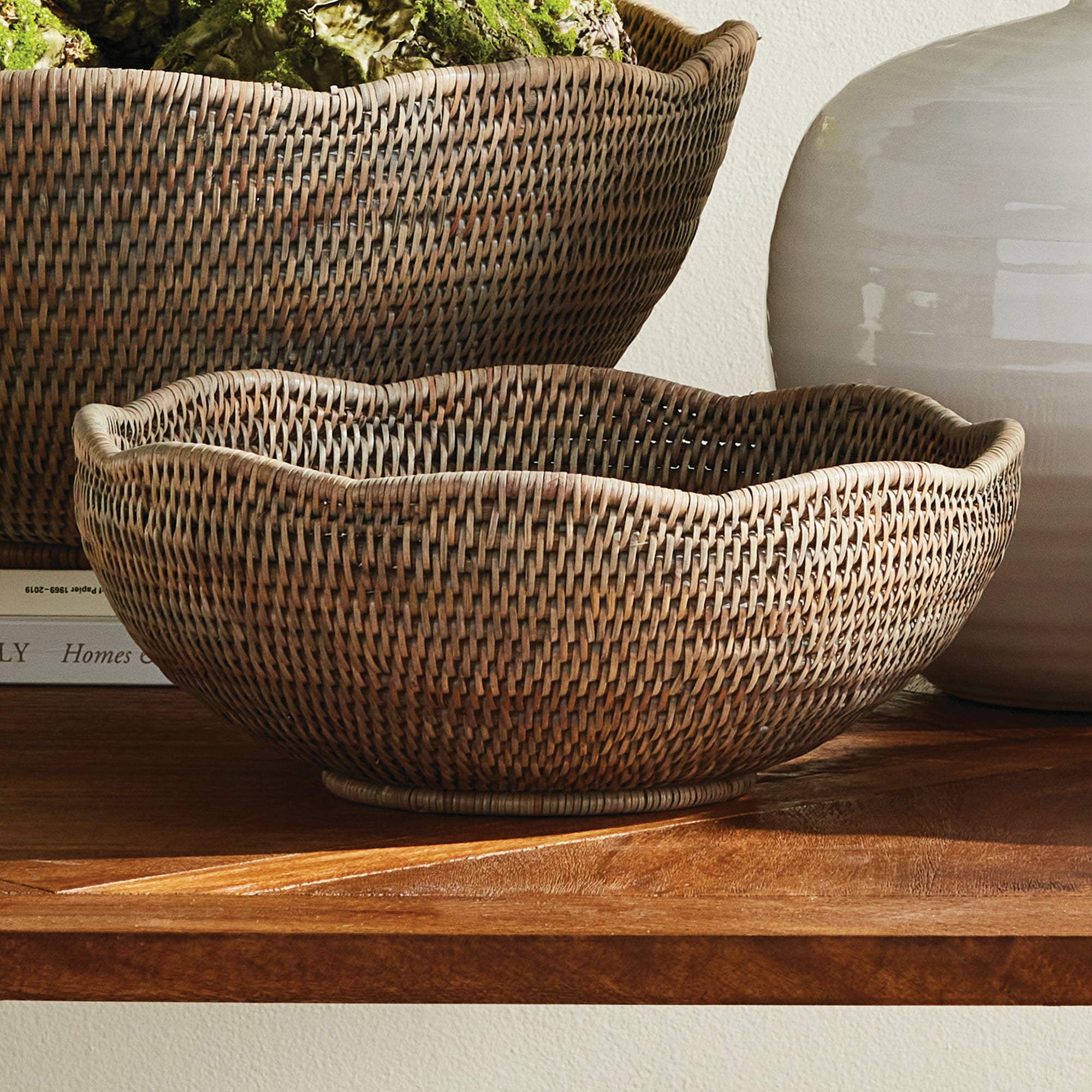 BURMA RATTAN SCALLOPED EDGE BOWL - view 4