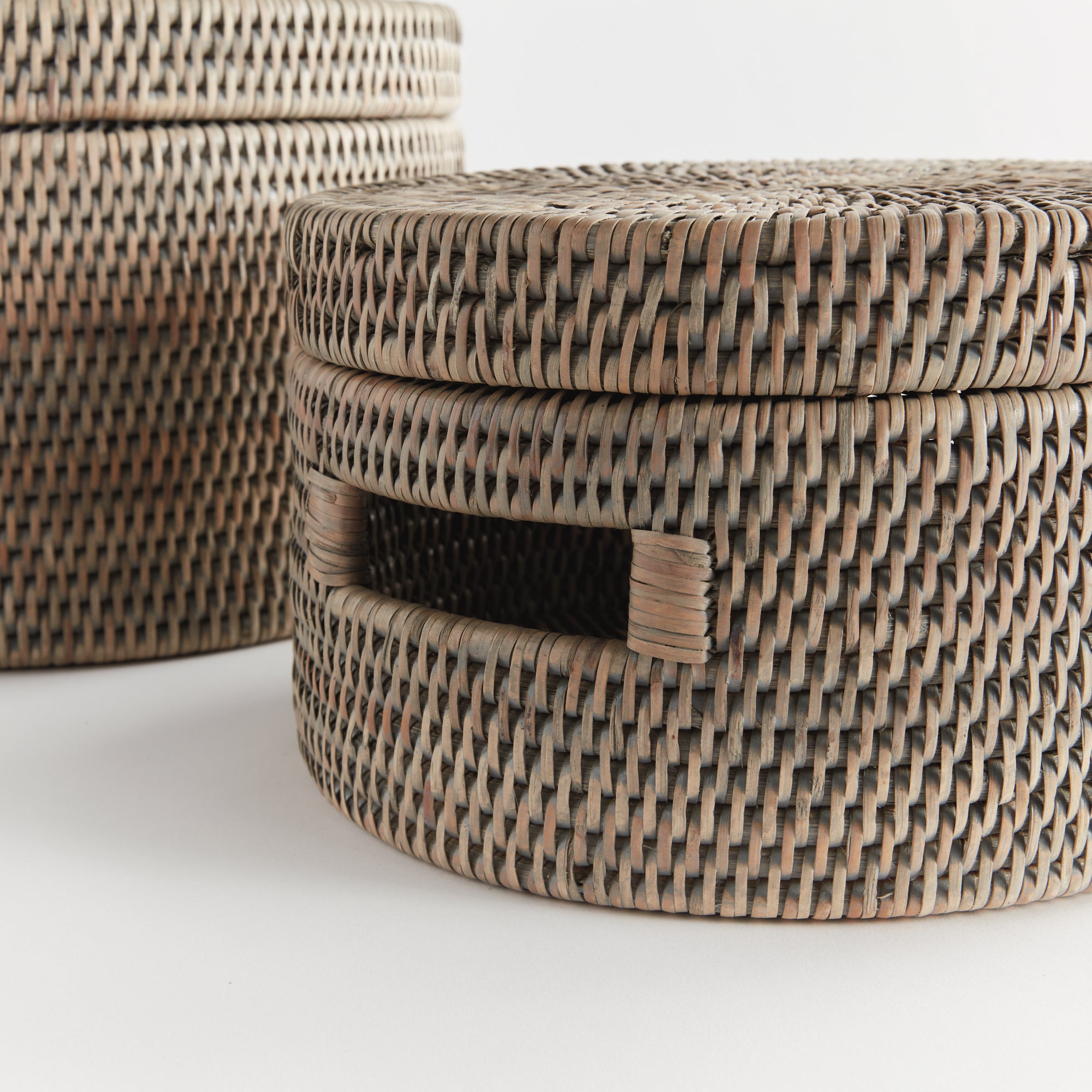 Burma Rattan Round Lidded Boxes, Set Of 2 - View 4