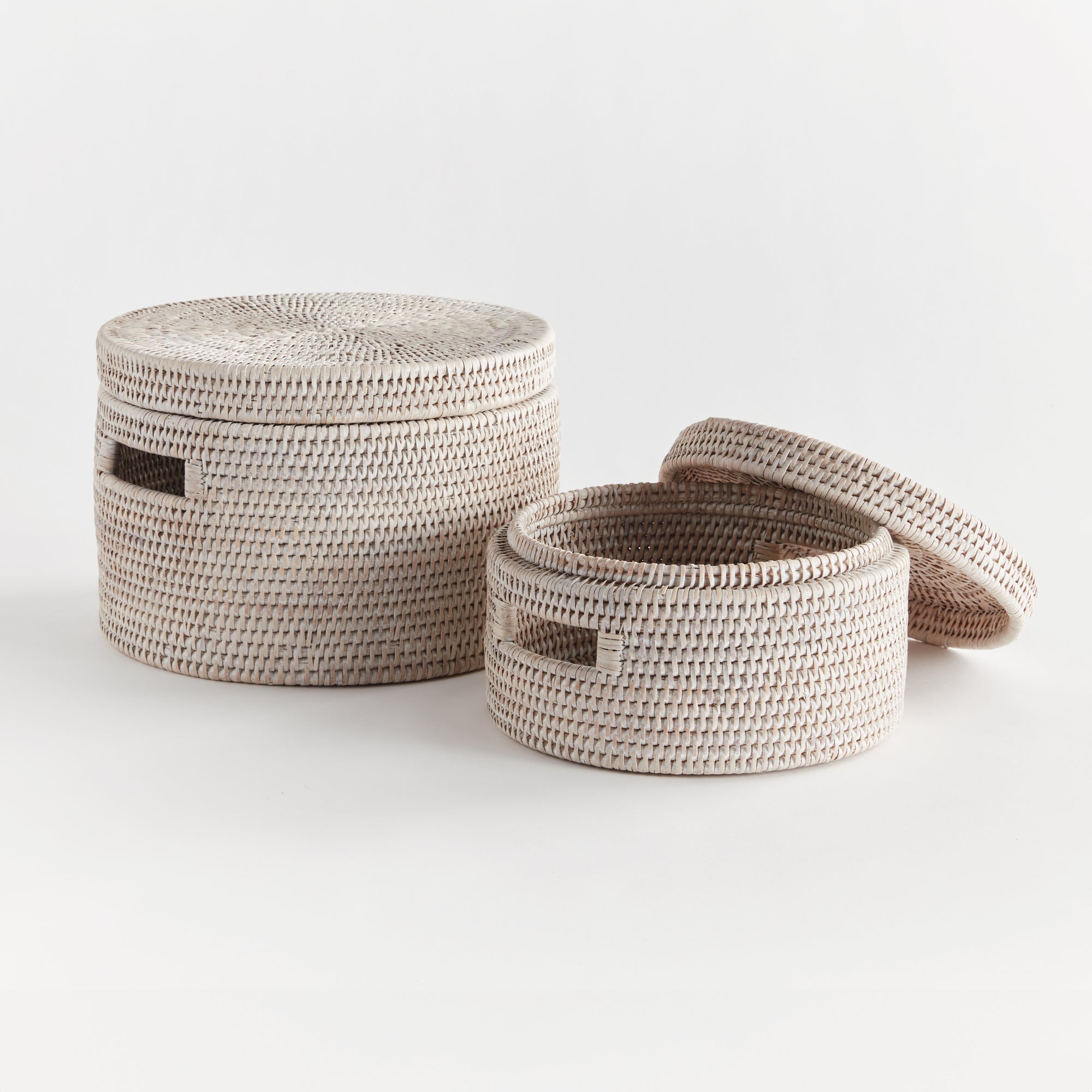 Burma Rattan Round Lidded Boxes, Set Of 2 - View 2