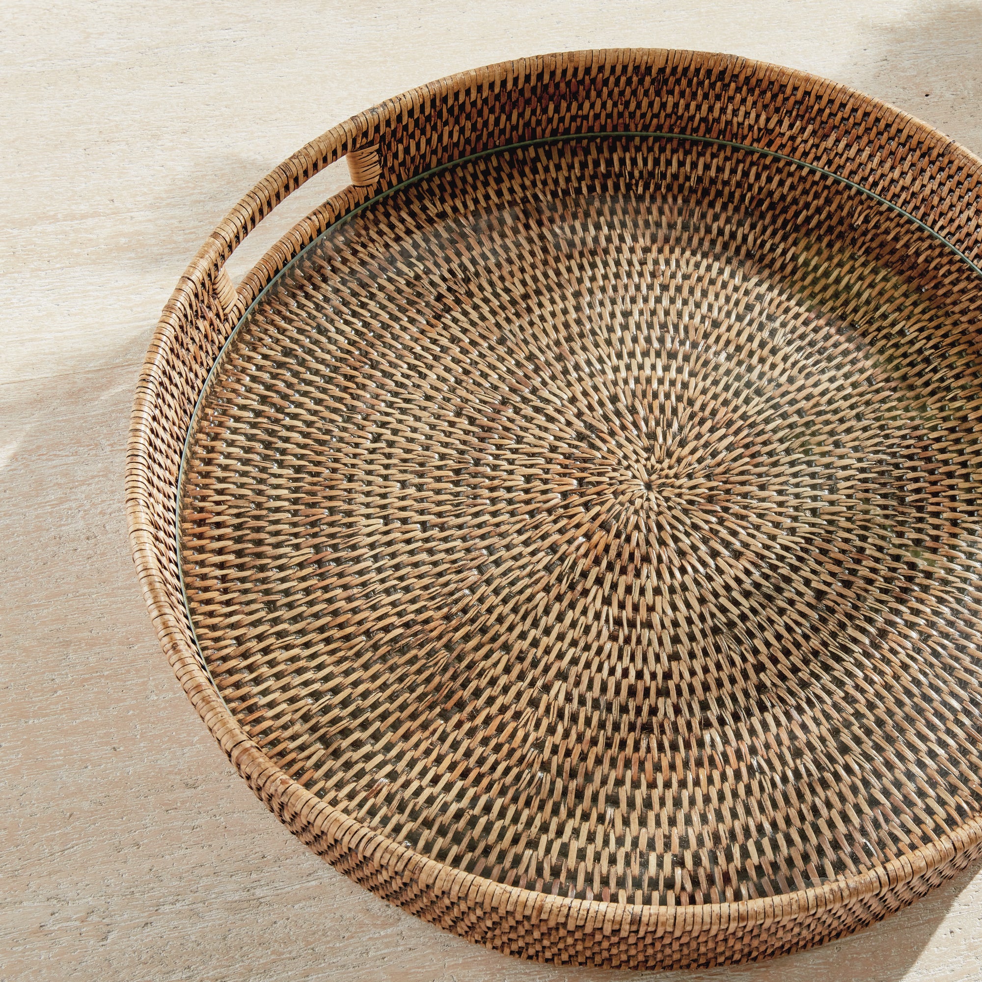 BURMA RATTAN ROUND SERVING TRAY LARGE - view 6