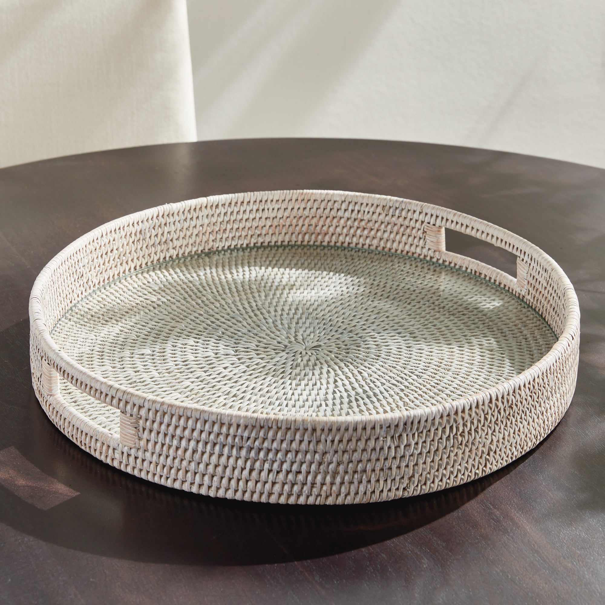 BURMA RATTAN ROUND SERVING TRAY LARGE - view 6