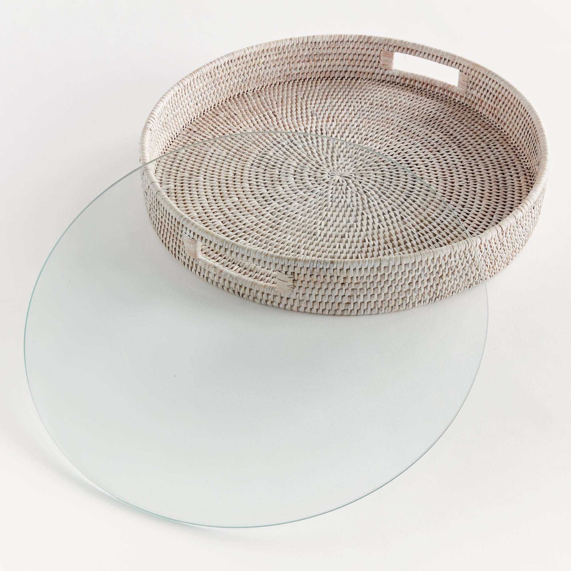 BURMA RATTAN ROUND SERVING TRAY LARGE - view 4