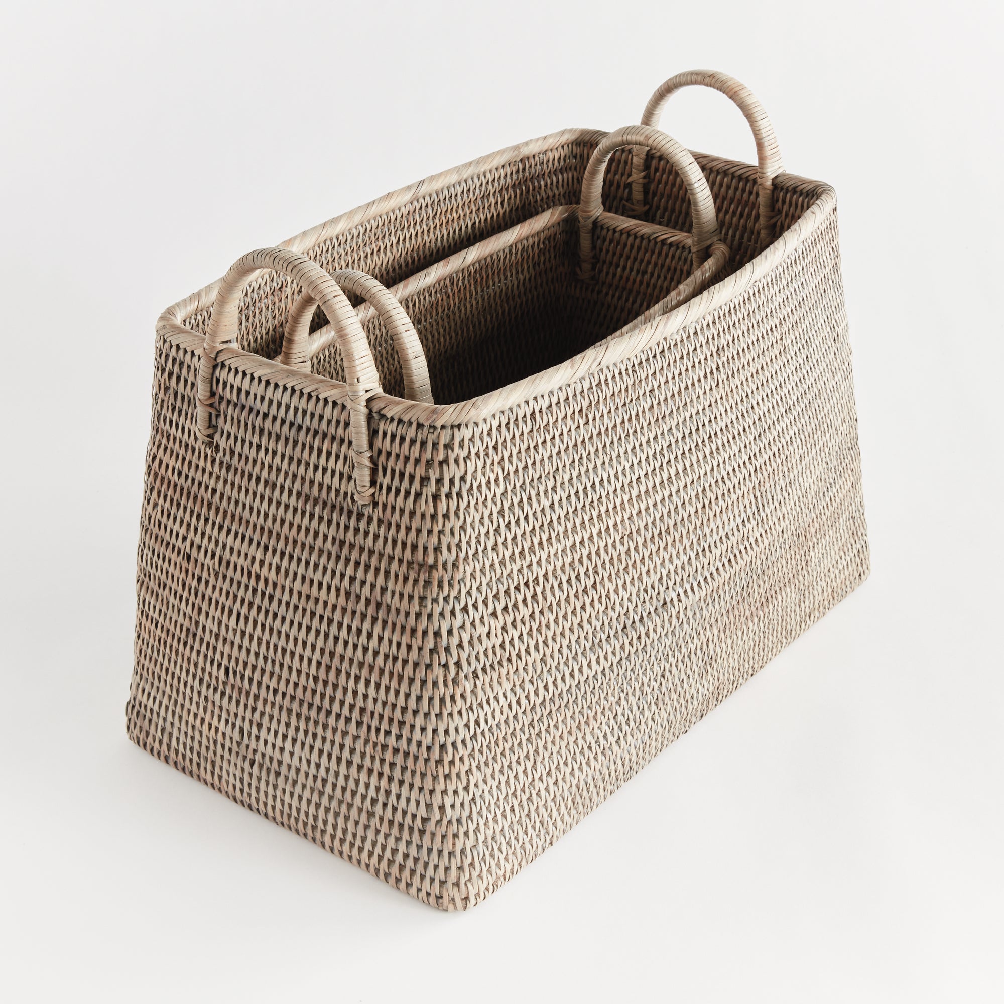 Burma Rattan Narrow Magazine Basket, Set Of 2 - View 6