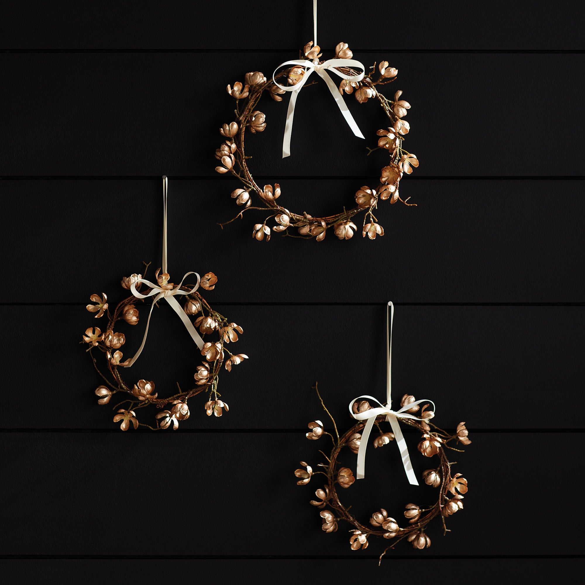 Gilded Cherry Blossom Wreaths St/2 - View 6