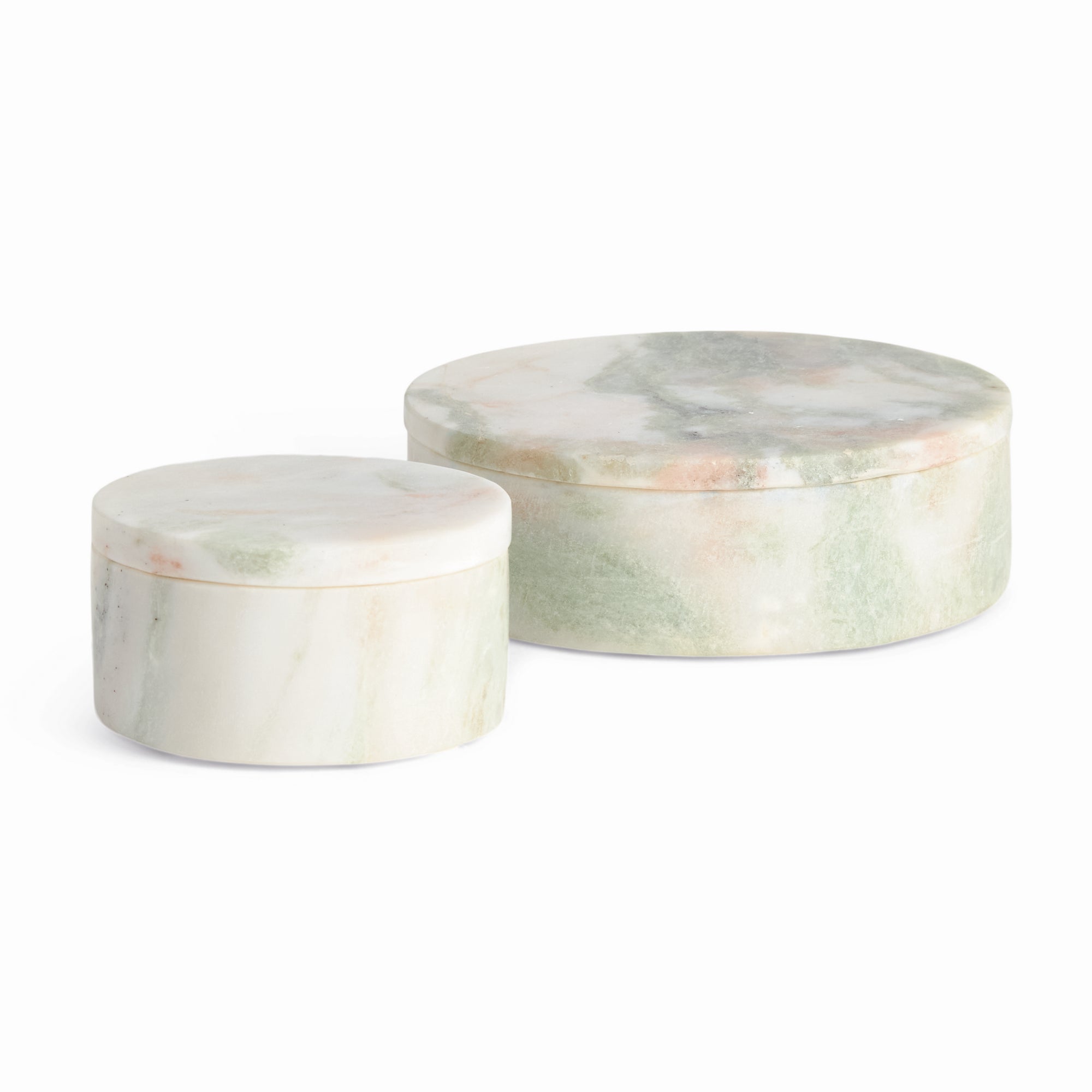 Johanna Marble Round Lidded Boxes, Set Of 2