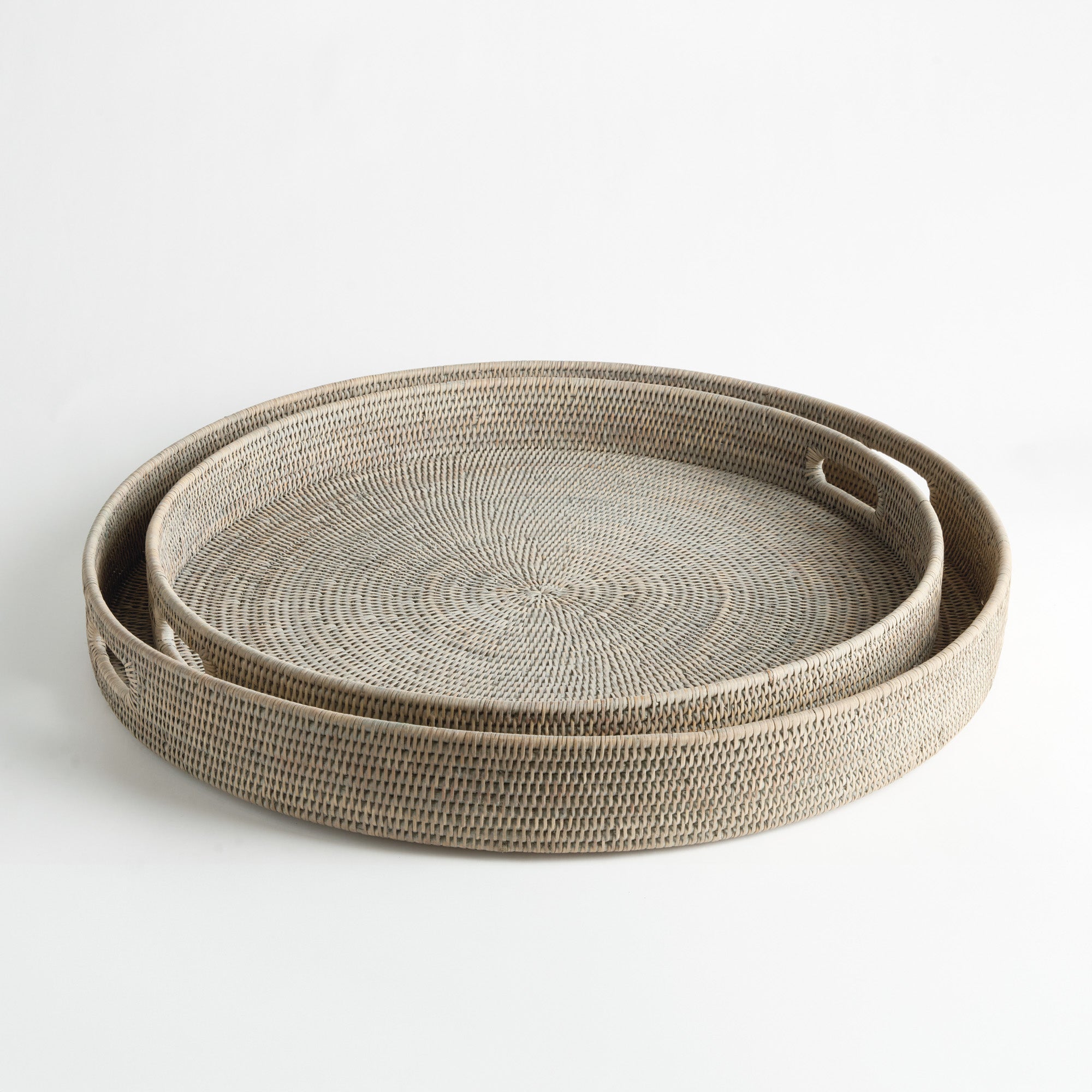 Burma Rattan Round Ottoman Trays Lg St/2 - View 3