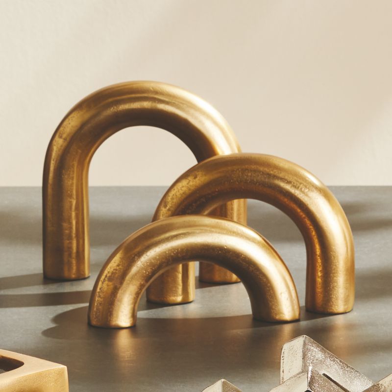 GOLD ARCO SCULPTURES SET OF 3 BY NAPA HOME & GARDEN - A. Dodson's