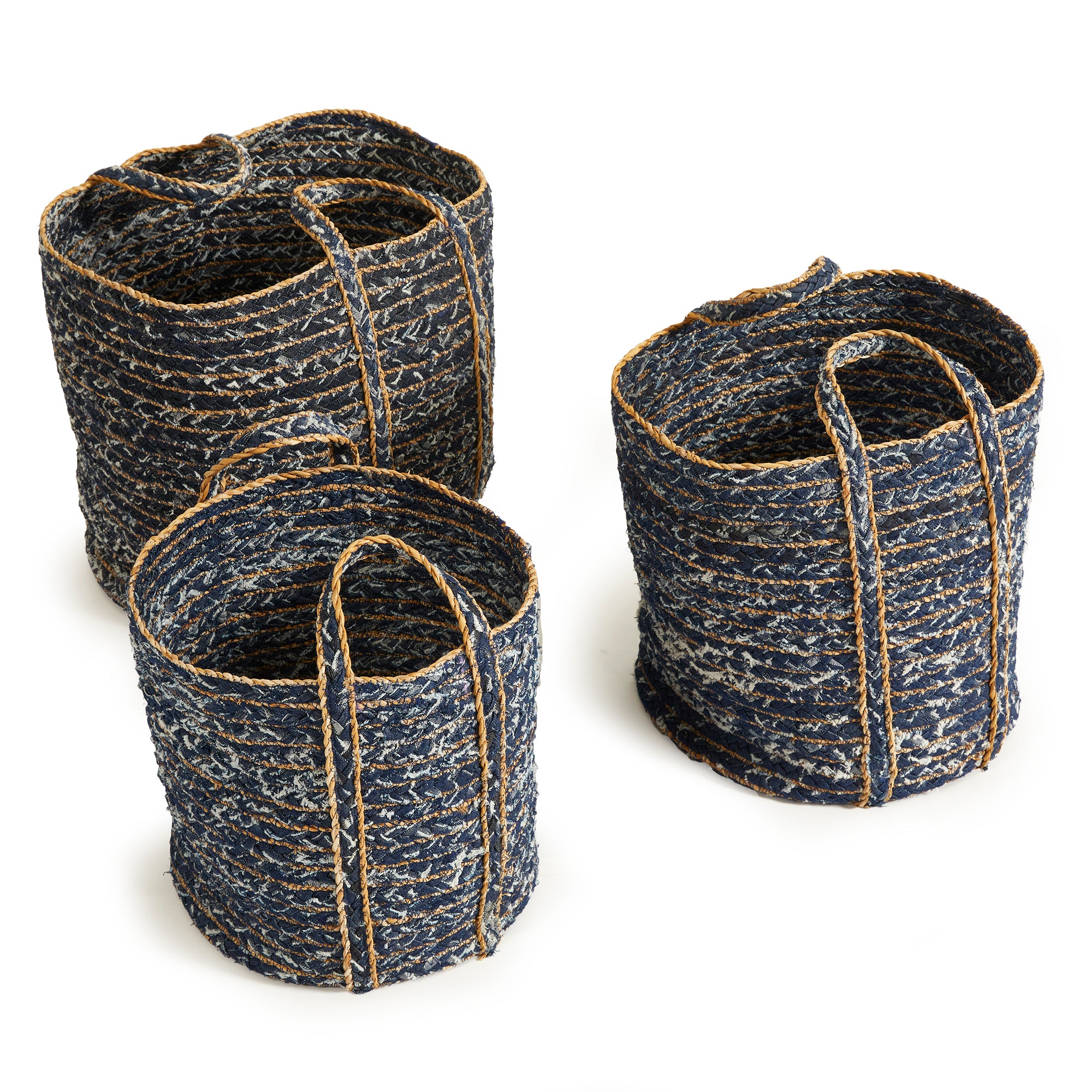 Denim Round Baskets, Set Of 3 - View 2