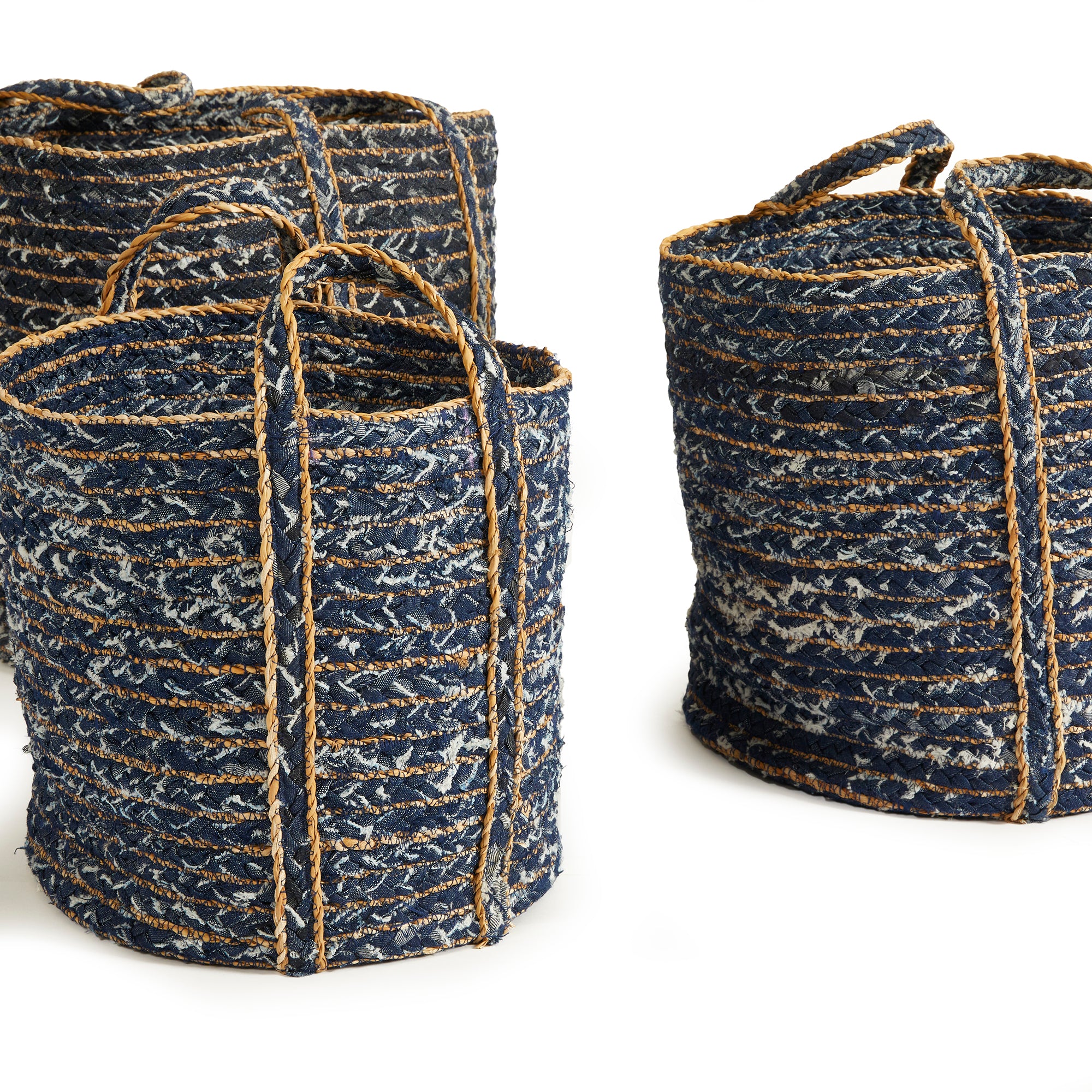 Denim Round Baskets, Set Of 3 - View 3