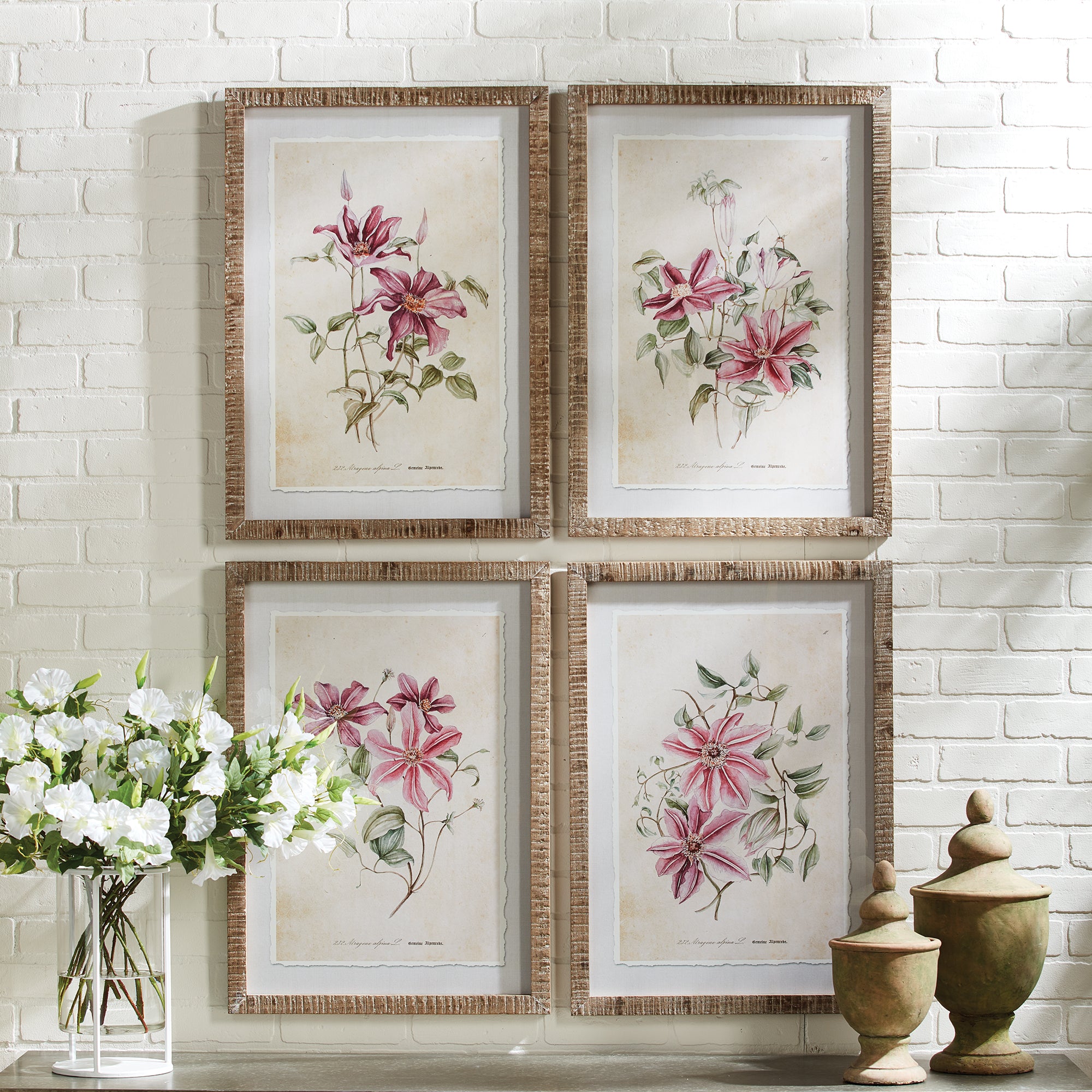Pink Clematis Prints, Set Of 4 - View 3