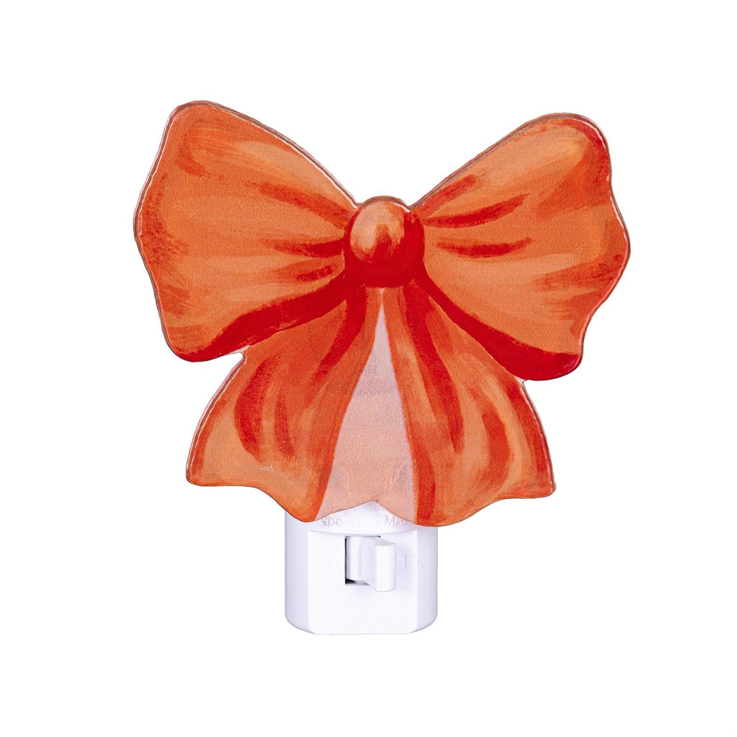 Nightlight Glass Shaped Bow, 5.25H by Evergreen