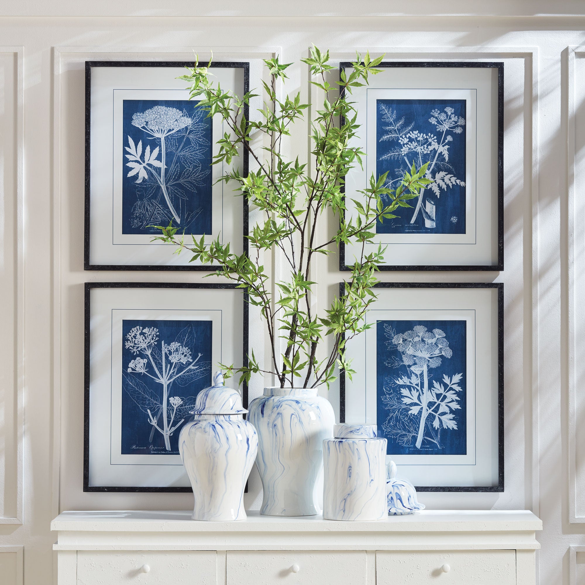 Cyanotype Queen Annes Lace Prints, Set Of 4 - View 3