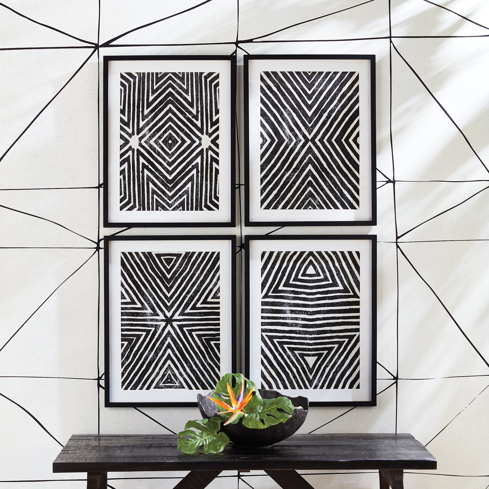 Achromatic Geometric Prints, Set Of 4 - View 3