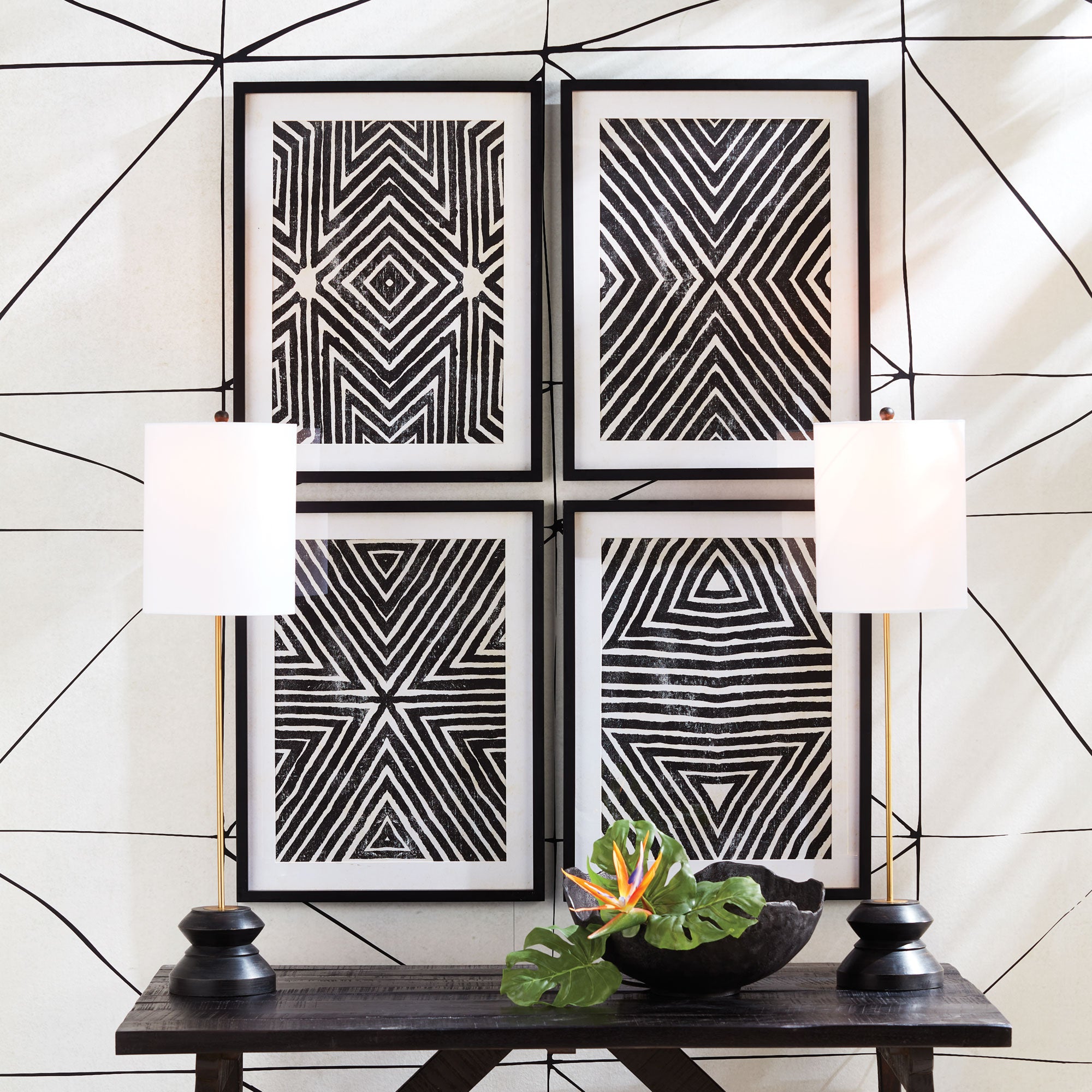 ACHROMATIC GEOMETRIC PRINTS, SET OF 4 - view 4