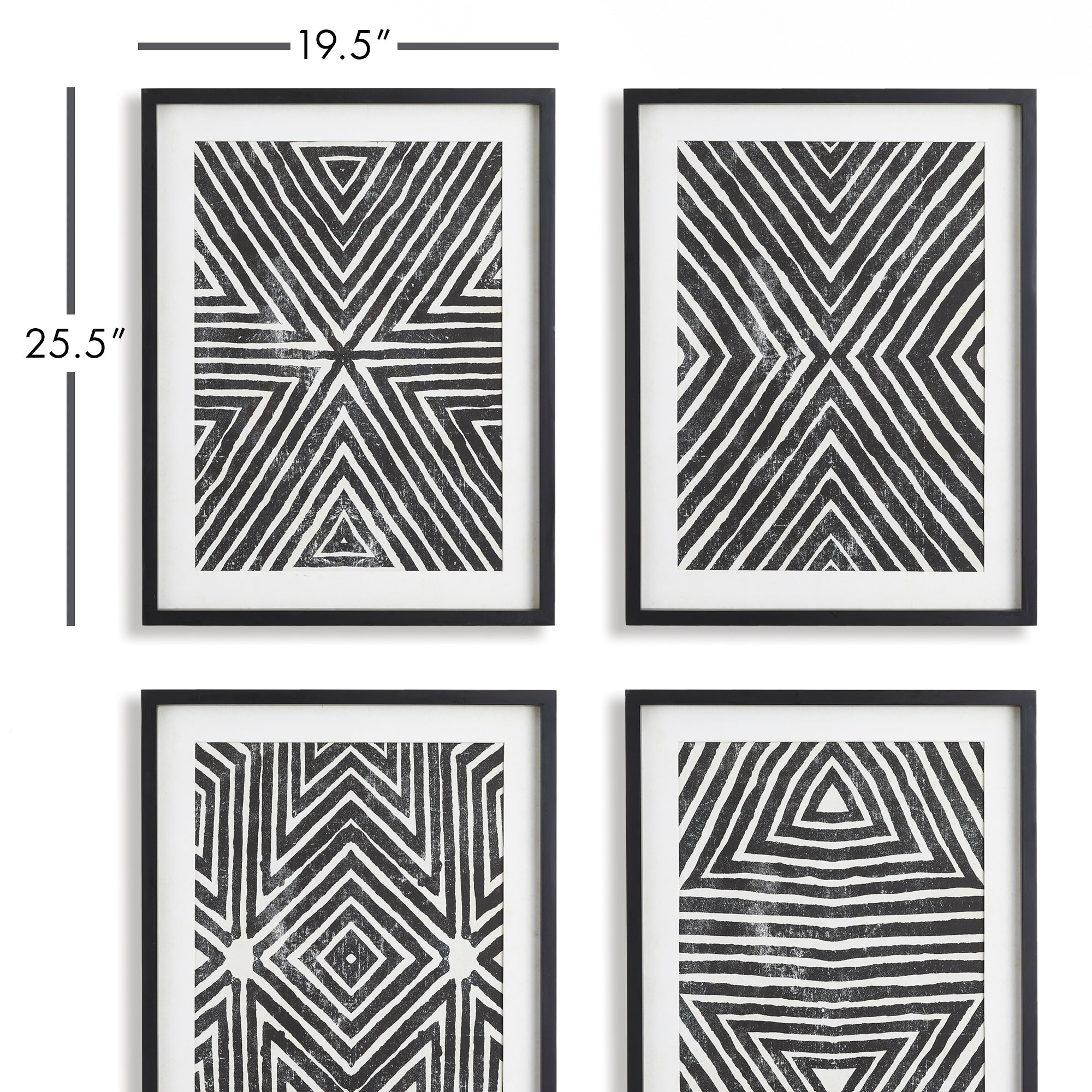 Achromatic Geometric Prints, Set Of 4 - View 2