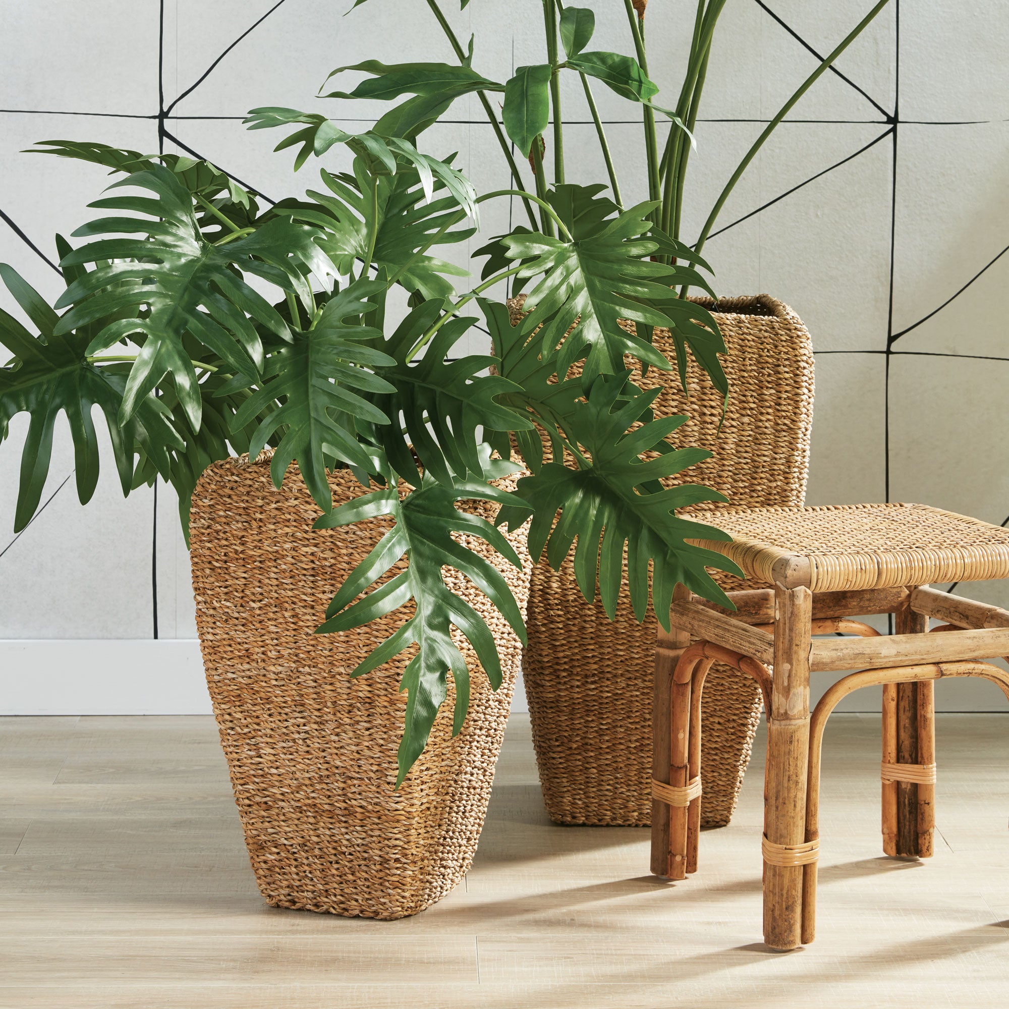 Seagrass Tall Square Planters, Set Of 2 - View 2