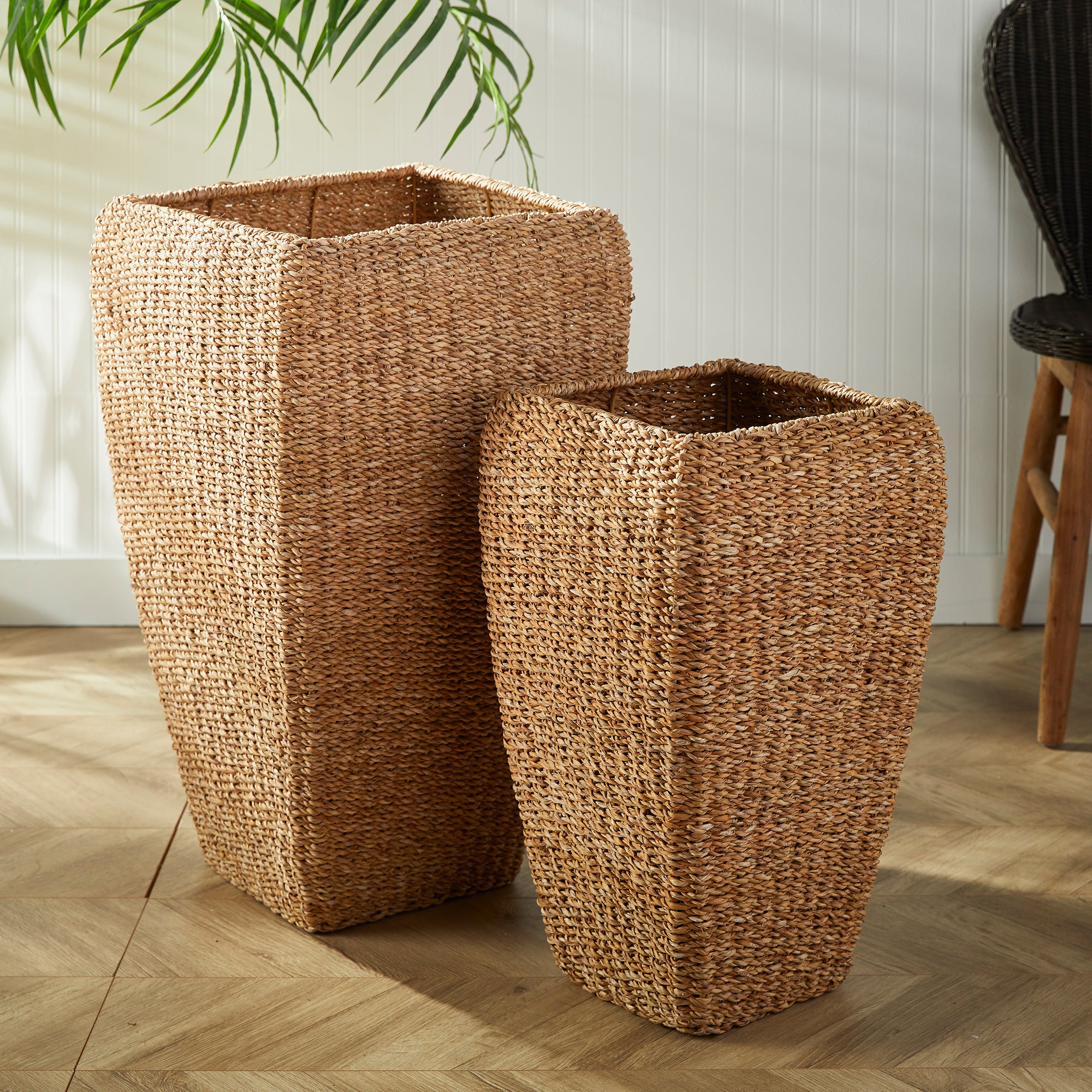 Seagrass Tall Square Planters, Set Of 2 - View 3