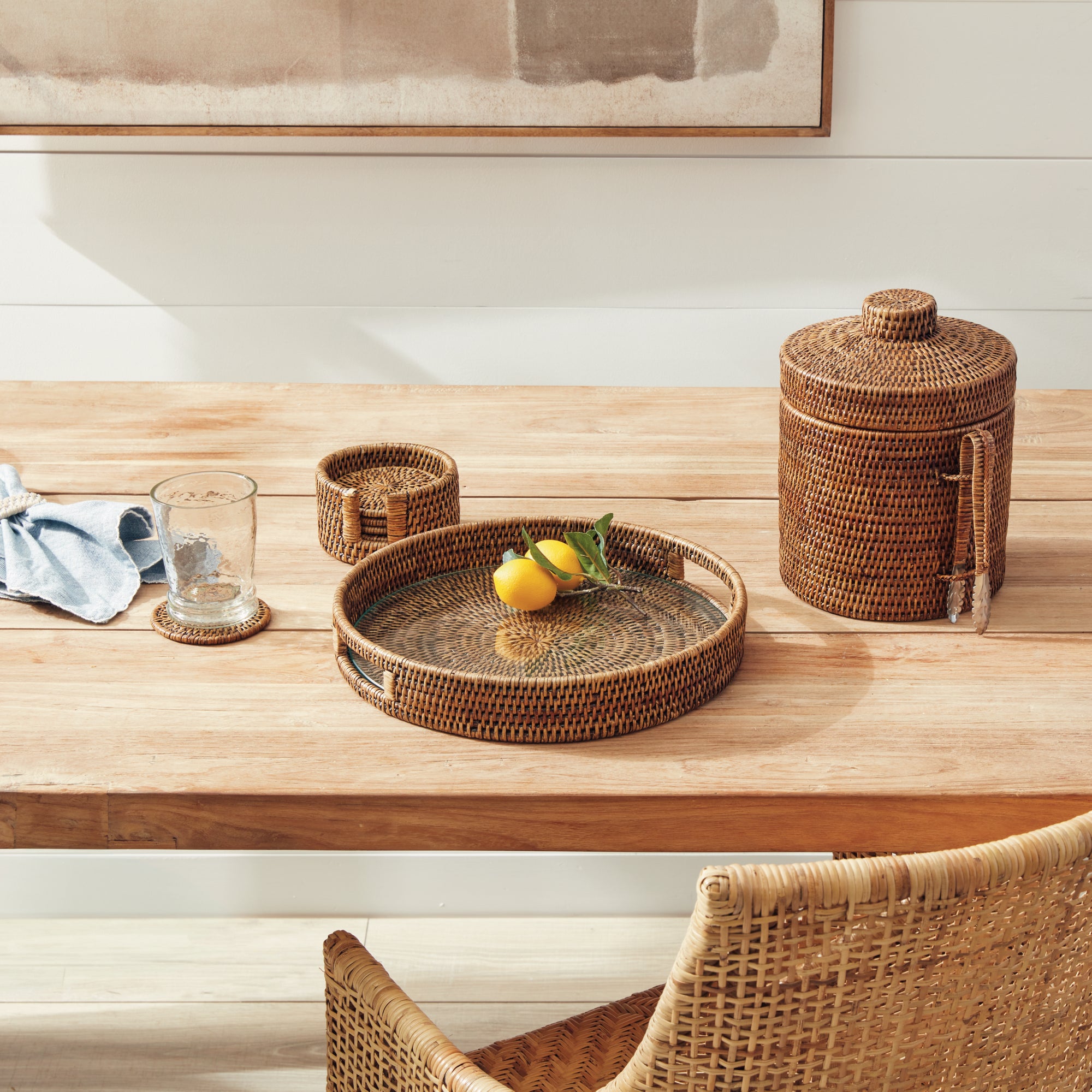 Burma Rattan Round Serving Tray - View 3