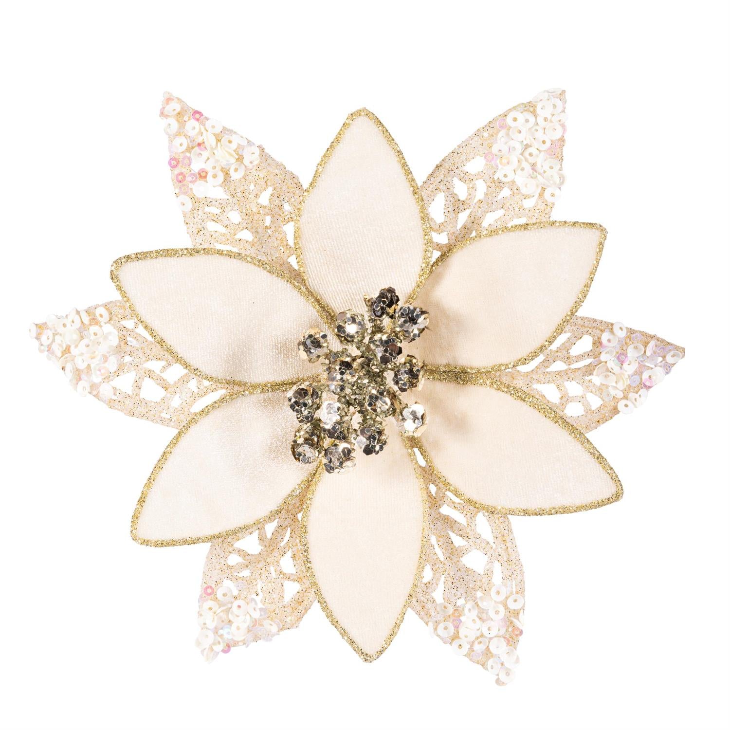 Shades of Emerald Fabric Flower Tee Clip Ornament