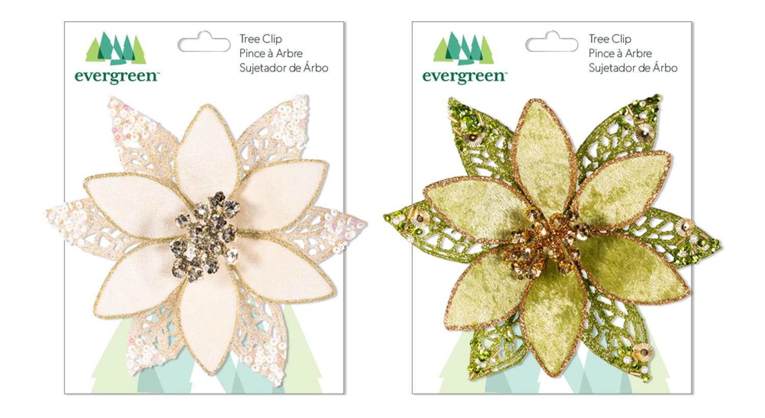 Shades of Emerald Fabric Flower Tee Clip Ornament