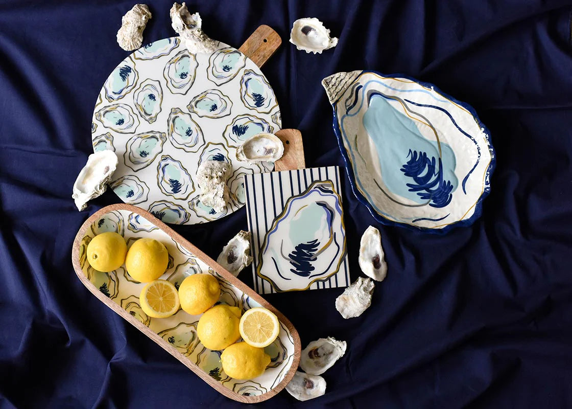 Coton Colors Oyster Print Wood Medium Round Board - A. Dodson's