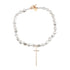 Olivia - Glass Pearl Cross Necklace by Leslie Curtis