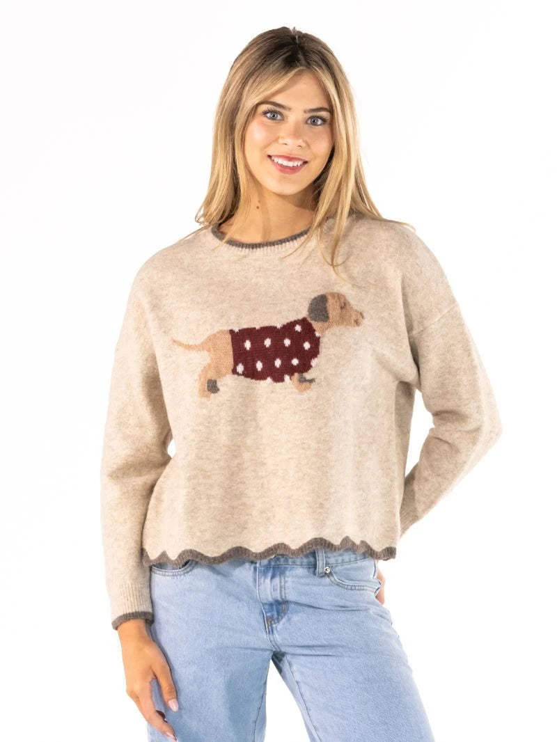 Simply Southern Rosalie Scalloped Sweater - Dog by Simply Southern