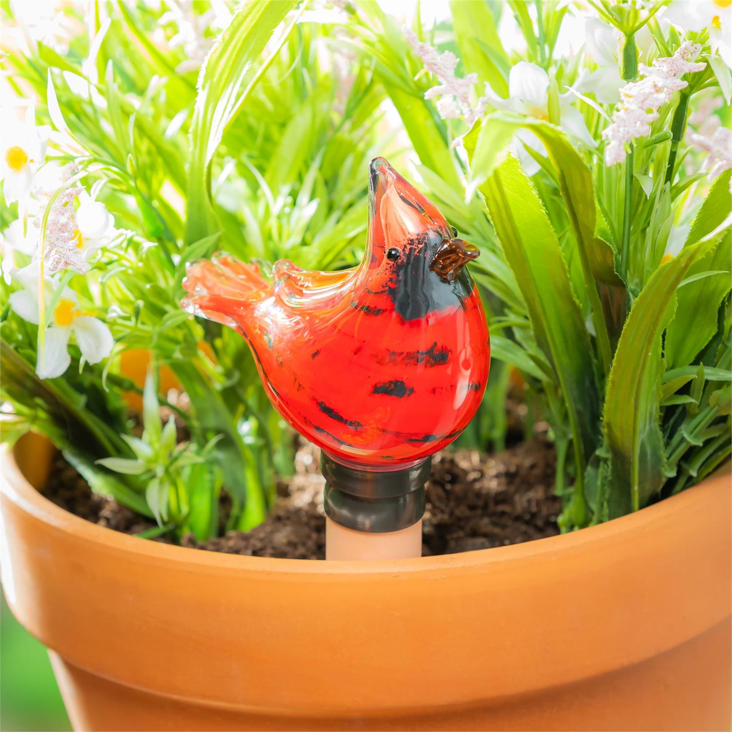 Art Glass Cardinal Watering Globe