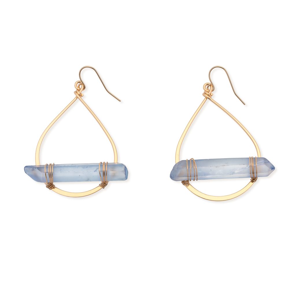 Blue-Teardrop Hoop Blue Stone Earring