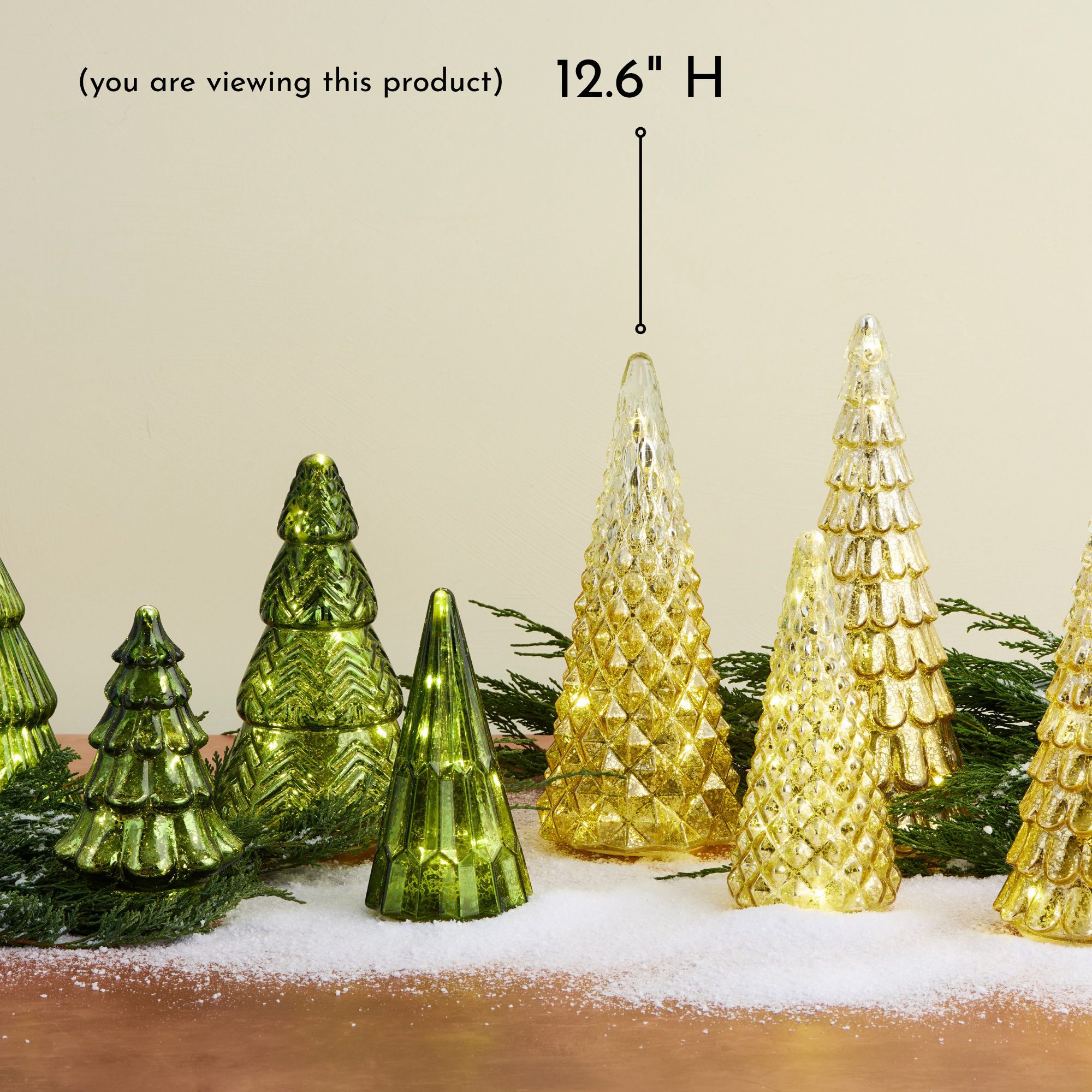Gold Geometric Diamond Mercury Glass LED Tree, Large - view 3