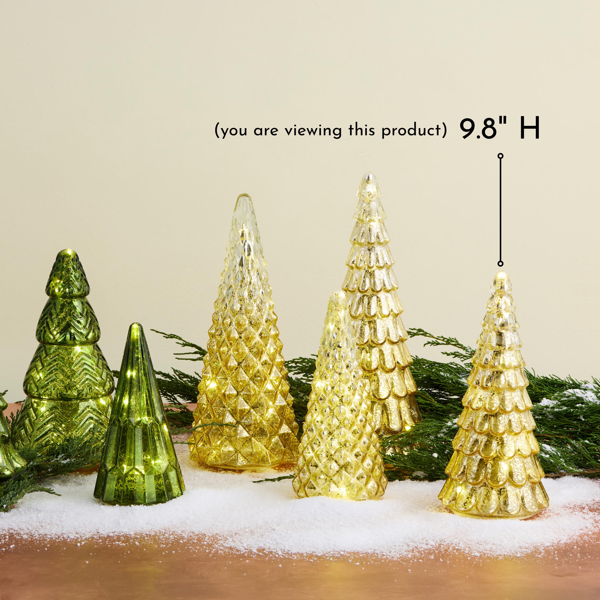 Gold Traditional Mercury Glass LED Tree, Medium - view 3