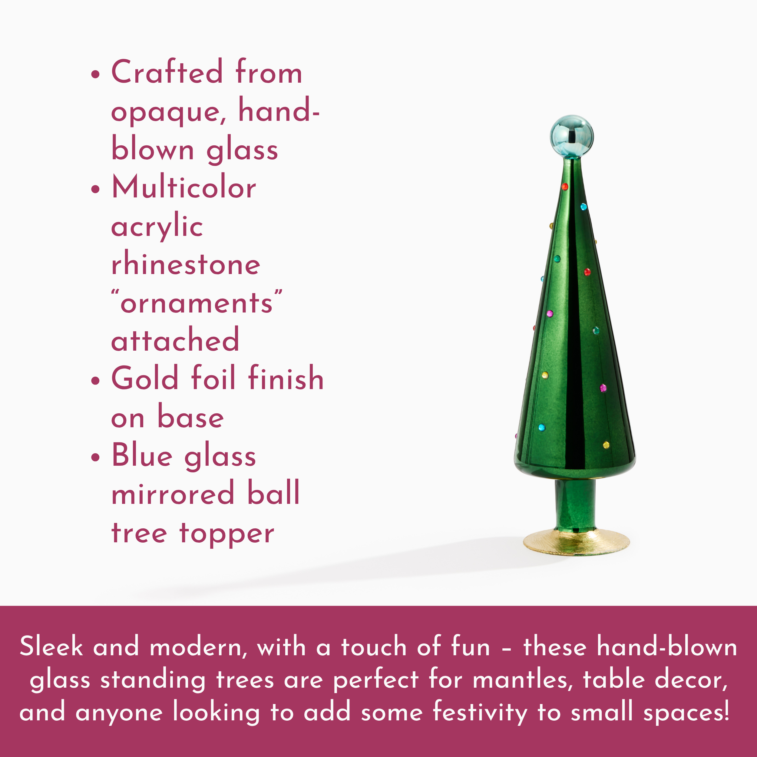 Emerald Glass Jewel Dot Tree, Small - view 3