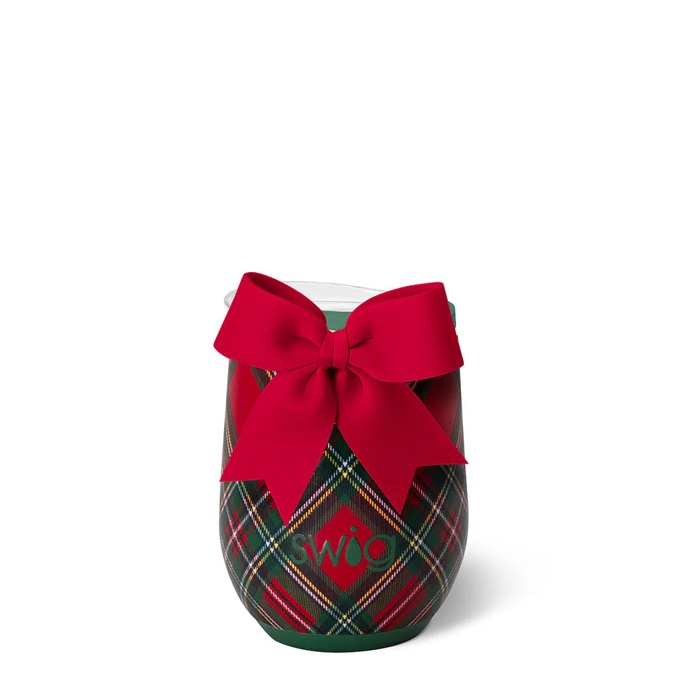 SWIG CHRISTMAS PLAID Stemless Wine 12oz