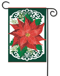 Merry Christmas Poinsettia Applique Garden Flag