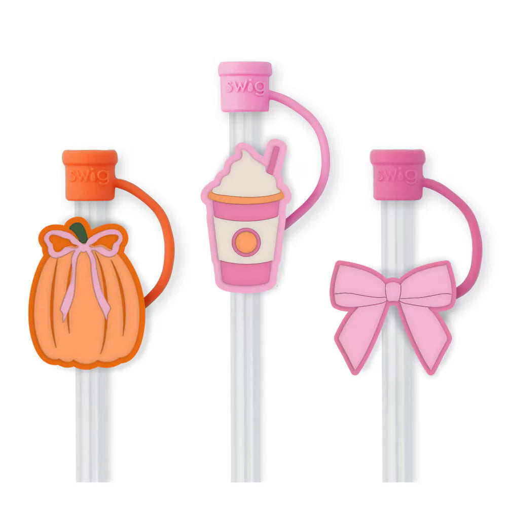 SWIG Pumpkin and Bows Straw Topper Set